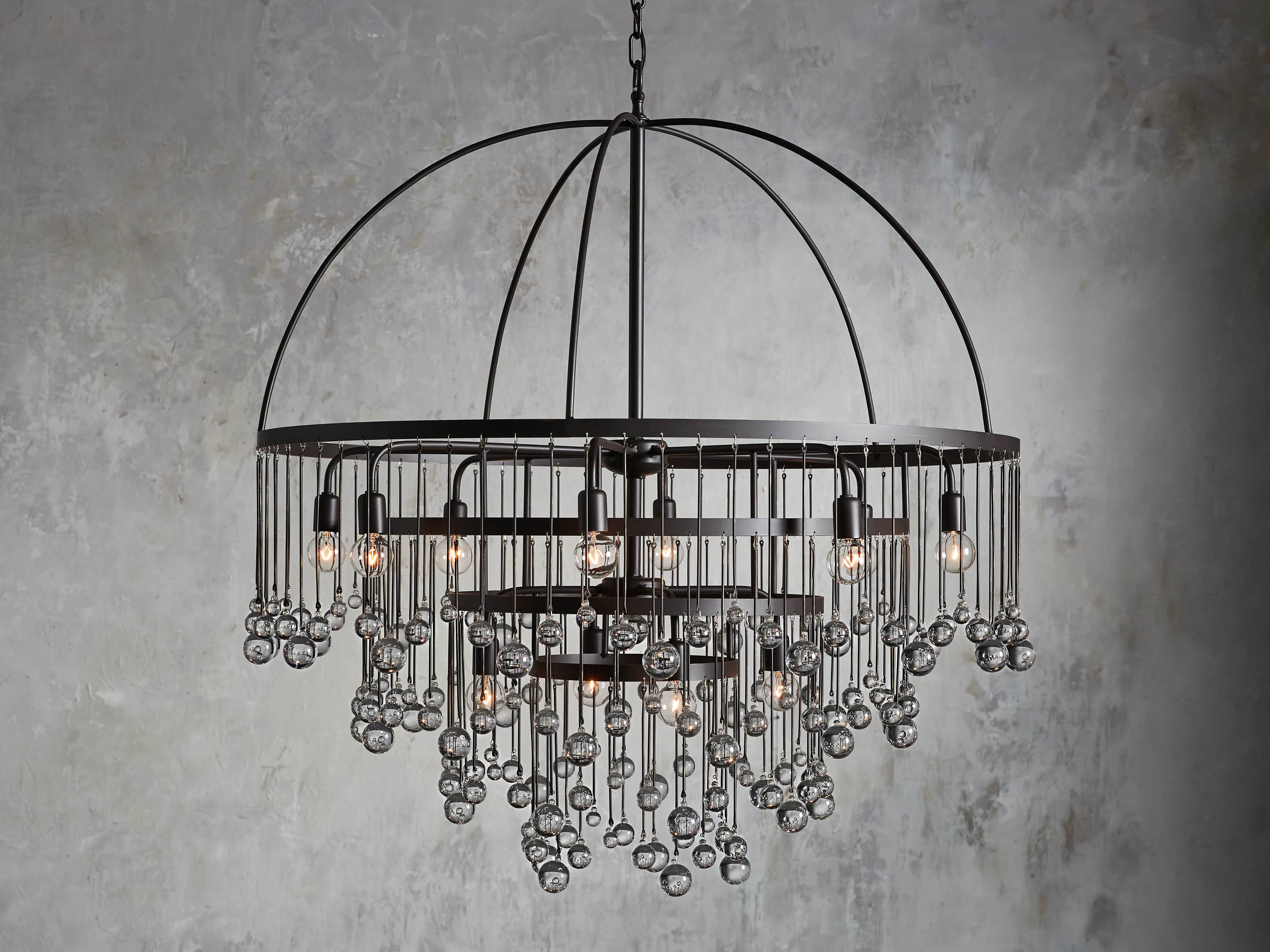 Brass Crystal Round chandelier - Nova Court for dining room view 11