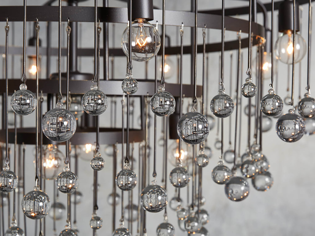 Brass Crystal Round chandelier - Nova Court for dining room view 8