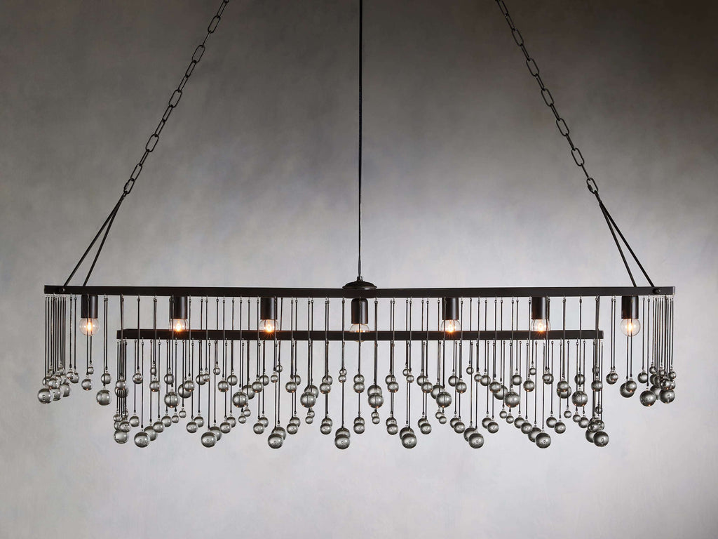 Brass Crystal Linear chandelier - Celeste Court for dining room view 12