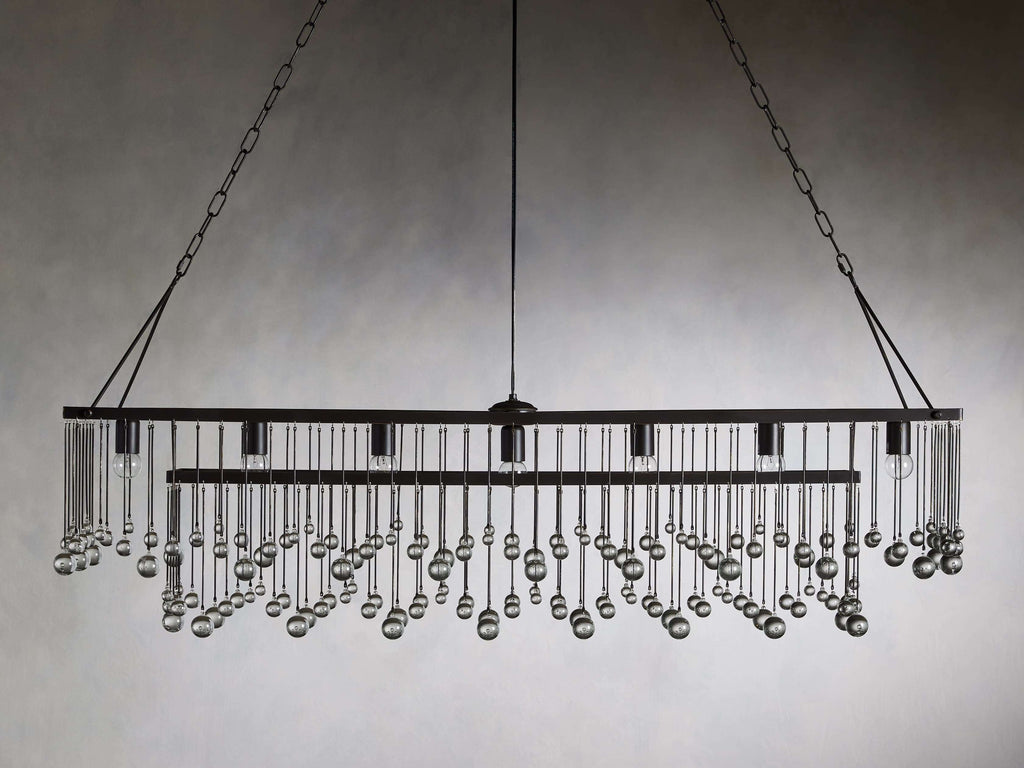 Brass Crystal Linear chandelier - Celeste Court for dining room view 3