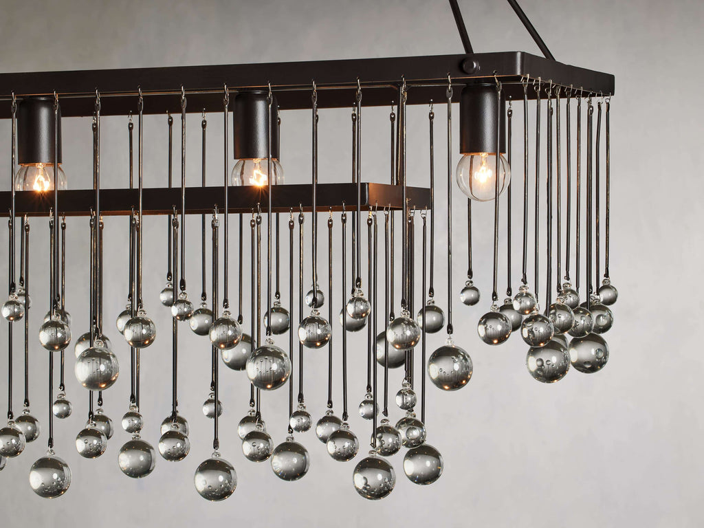 Brass Crystal Linear chandelier - Celeste Court for dining room view 4