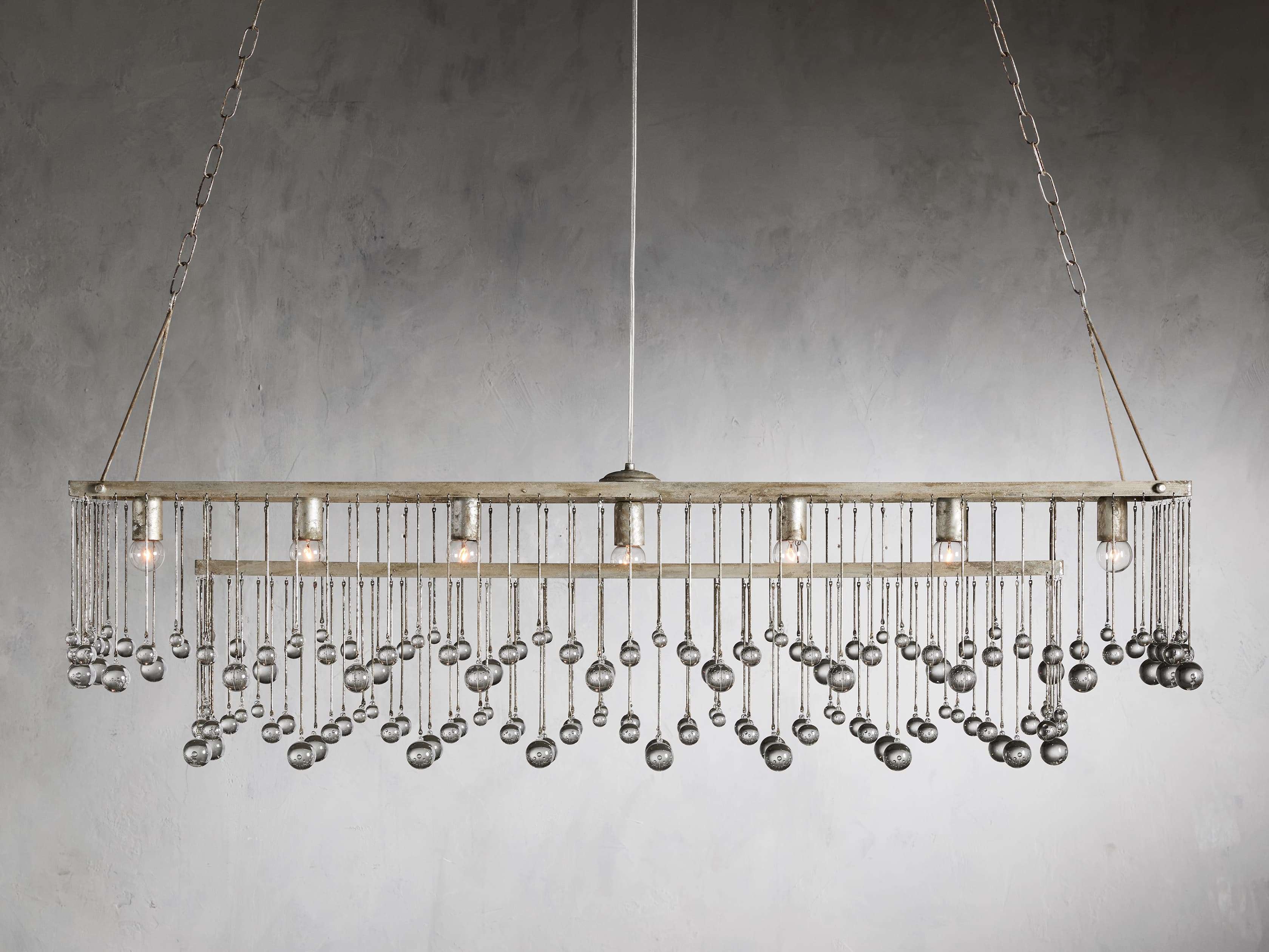 Brass Crystal Linear chandelier - Celeste Court for dining room view 15