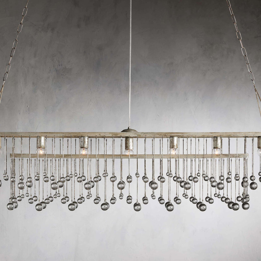 Silver Crystal Linear chandelier - Ottilie Wisp for dining room view 2