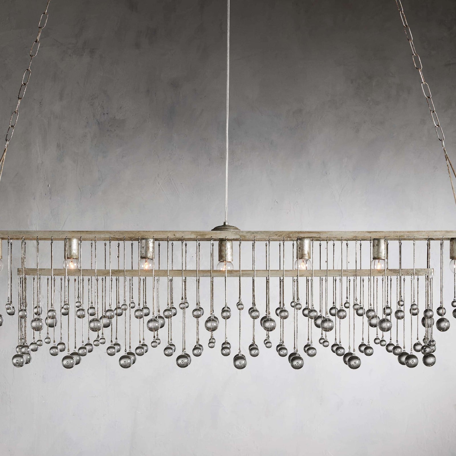 Silver Crystal Linear chandelier - Ottilie Wisp for dining room view 2
