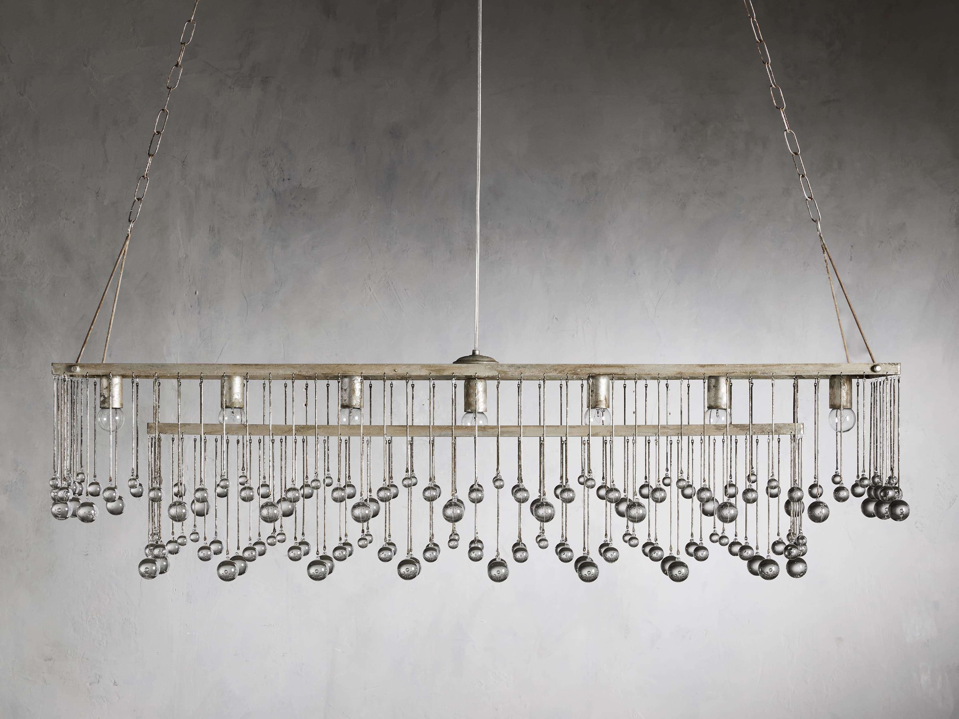 Silver Crystal Linear chandelier - Ottilie Wisp for dining room view 6