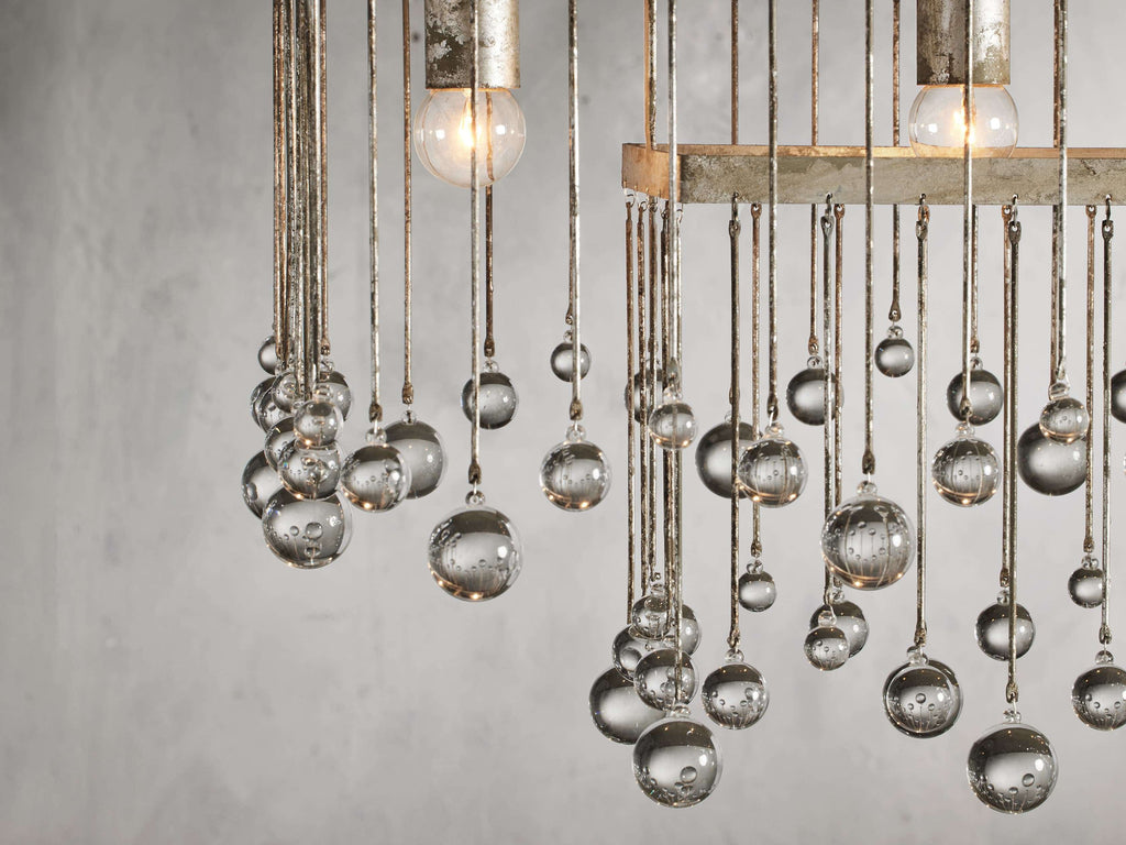 Brass Crystal Linear chandelier - Celeste Court for dining room view 7