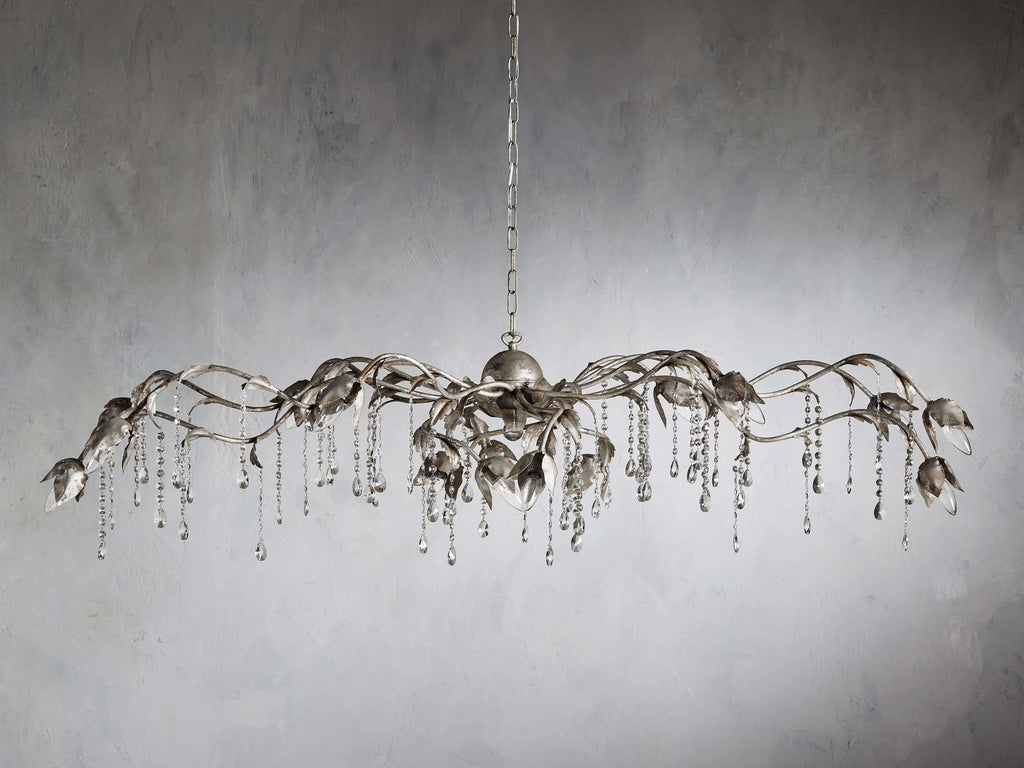 Silver Crystal Linear chandelier - Belen Wisp for dining room view 4