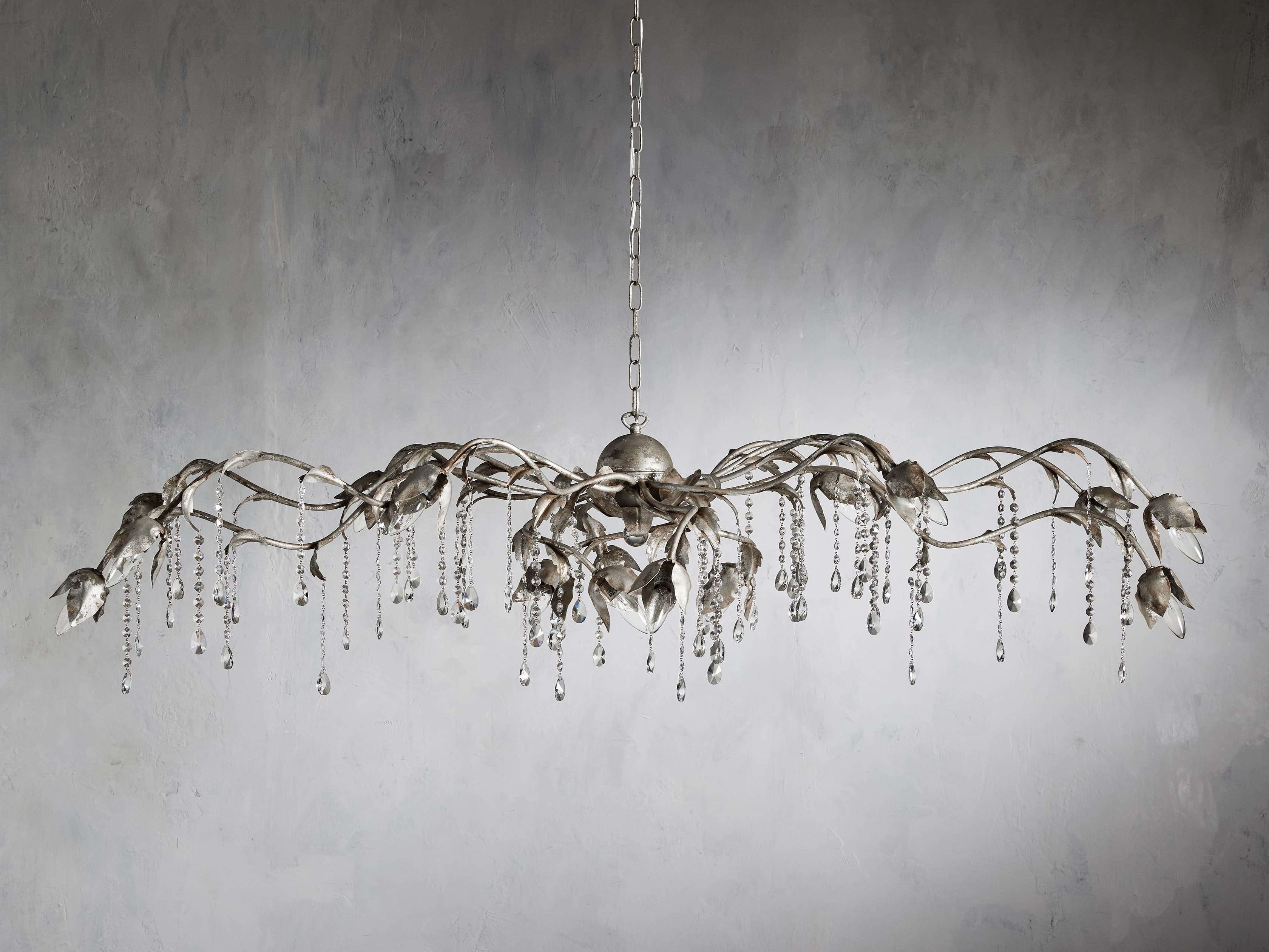 Silver Crystal Linear chandelier - Belen Wisp for dining room view 4