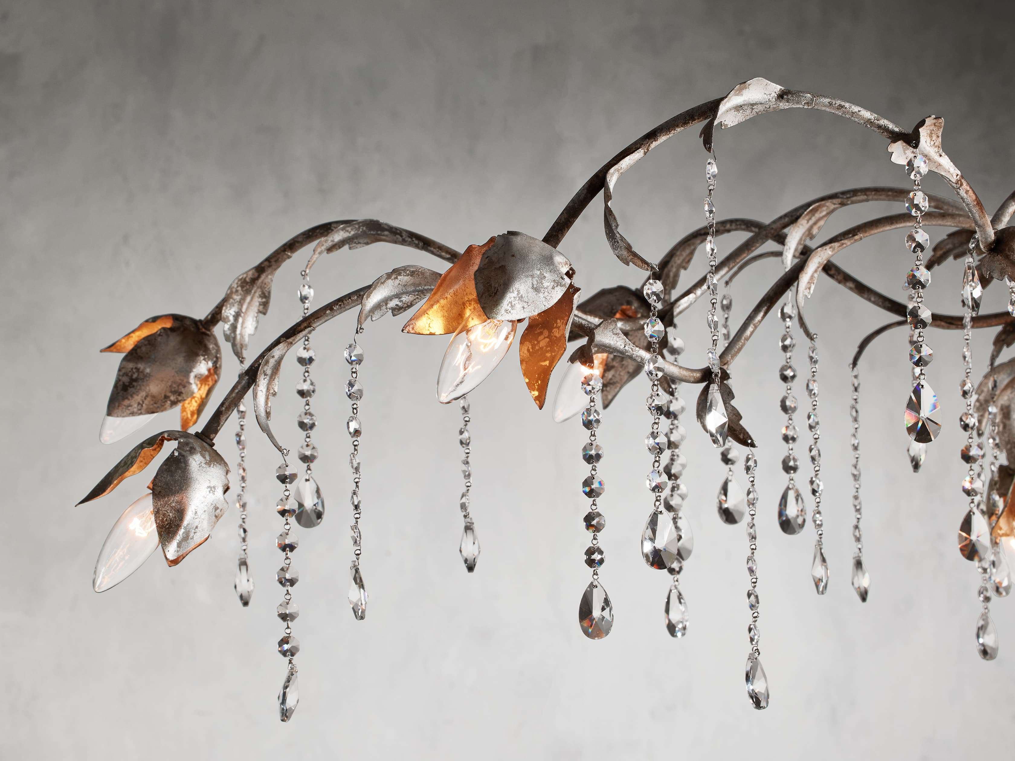 Silver Crystal Linear chandelier - Belen Wisp for dining room view 3