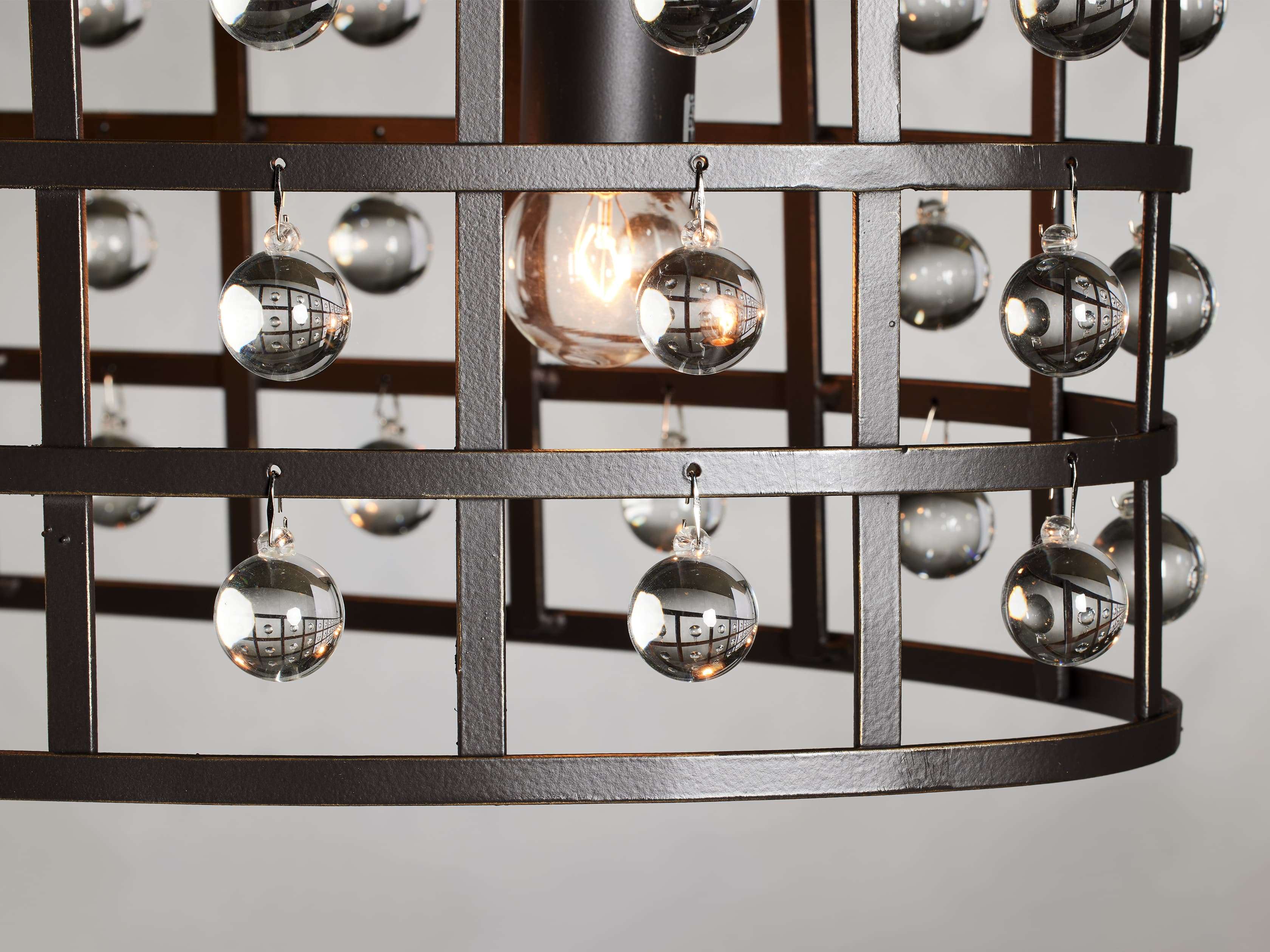 Black Crystal Round chandelier - Noor Wisp for dining room view 3