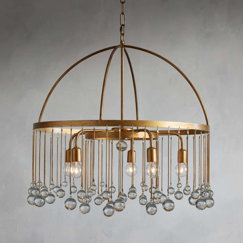 Brass Crystal Round chandelier - Nova Court for dining room view 1