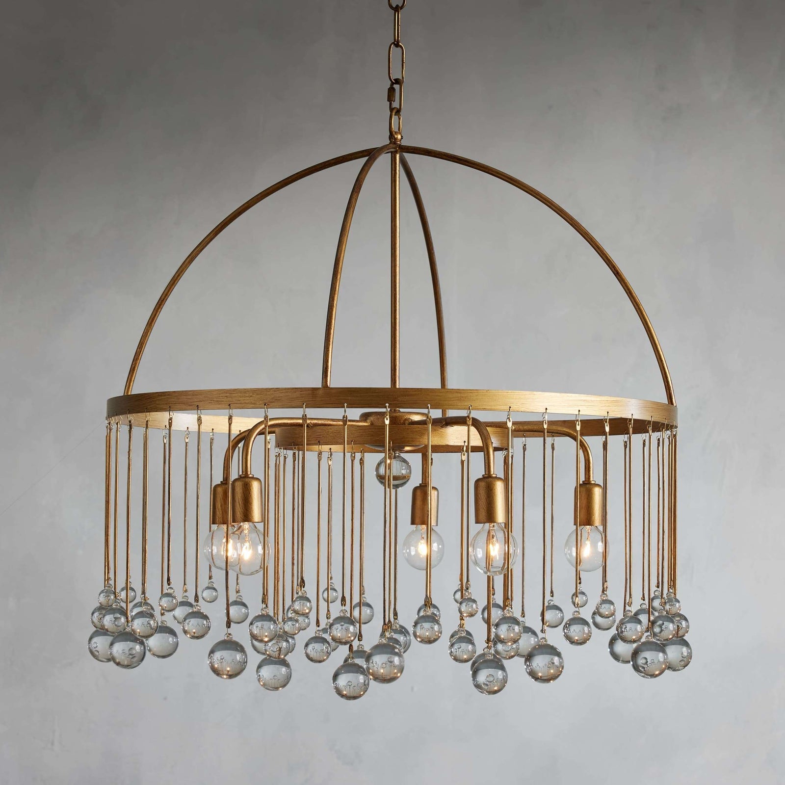 Brass Crystal Round chandelier - Nova Court for dining room view 1