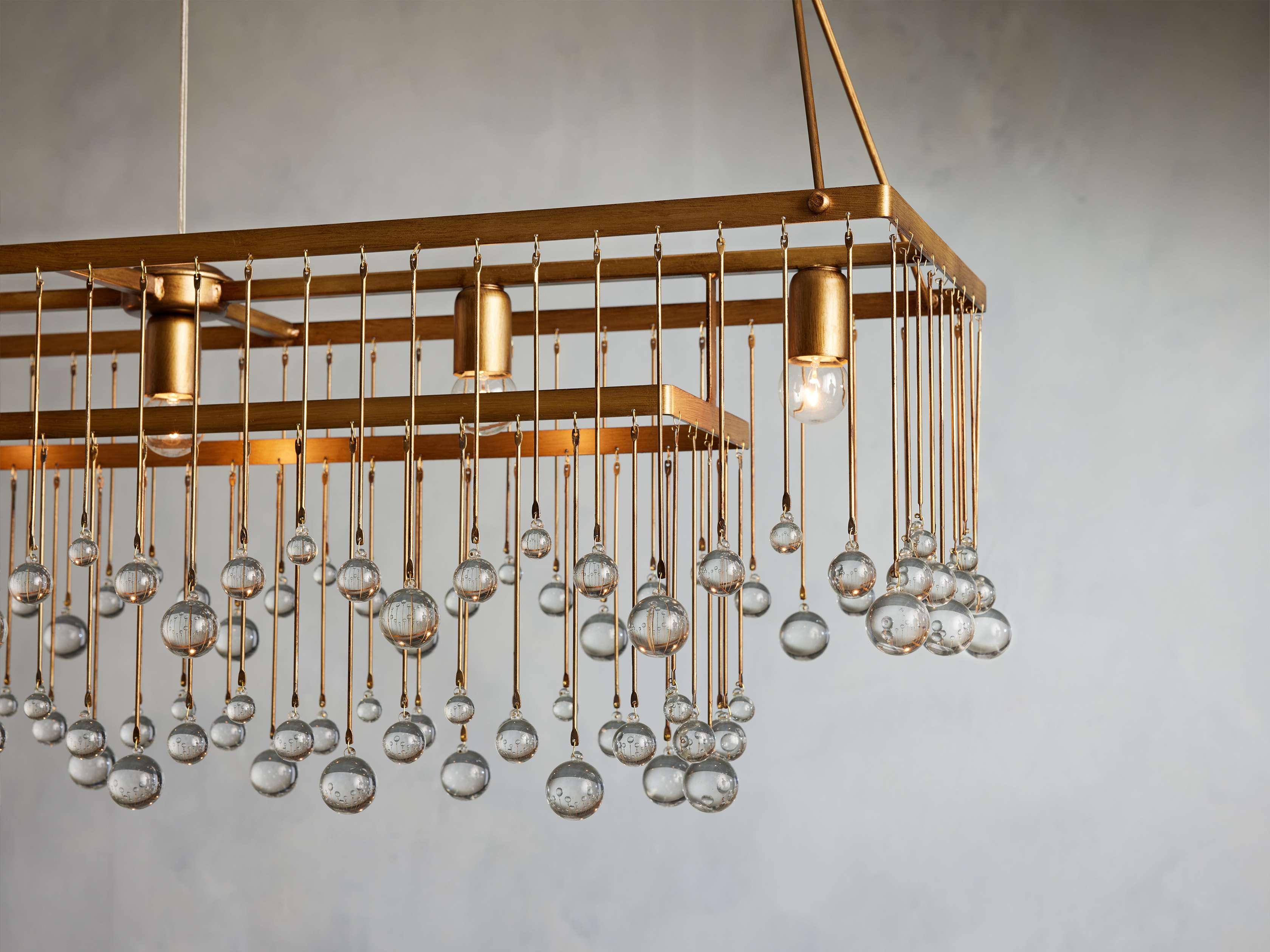 Brass Crystal Linear chandelier - Celeste Court for dining room view 10