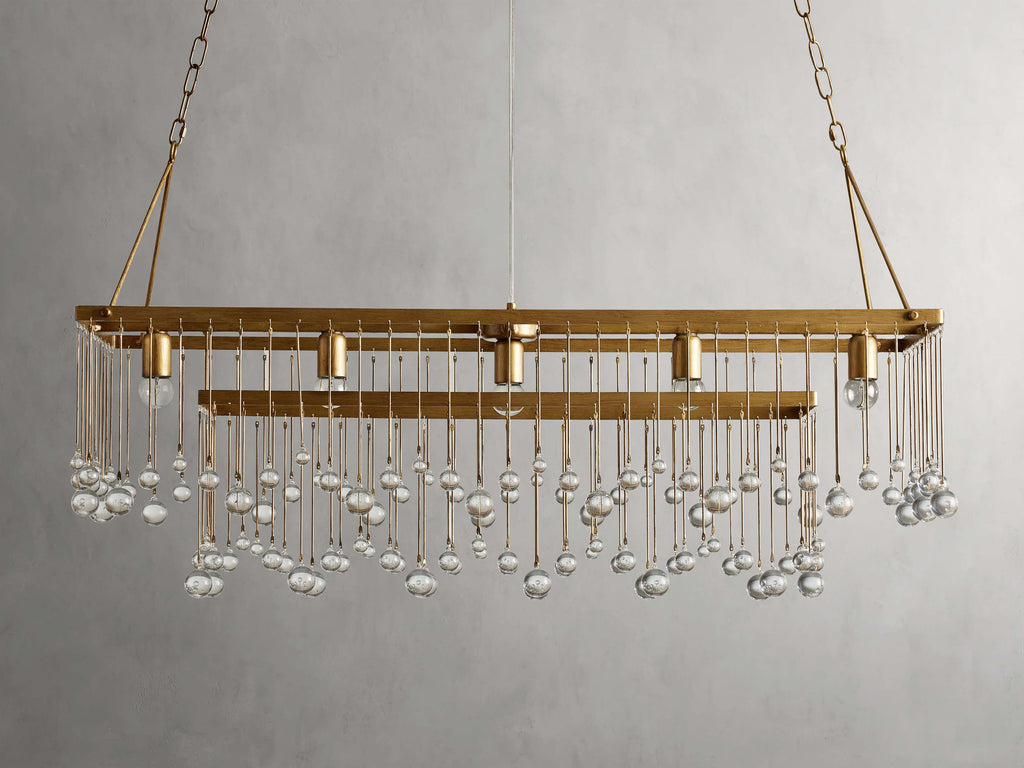 Brass Crystal Linear chandelier - Celeste Court for dining room view 9