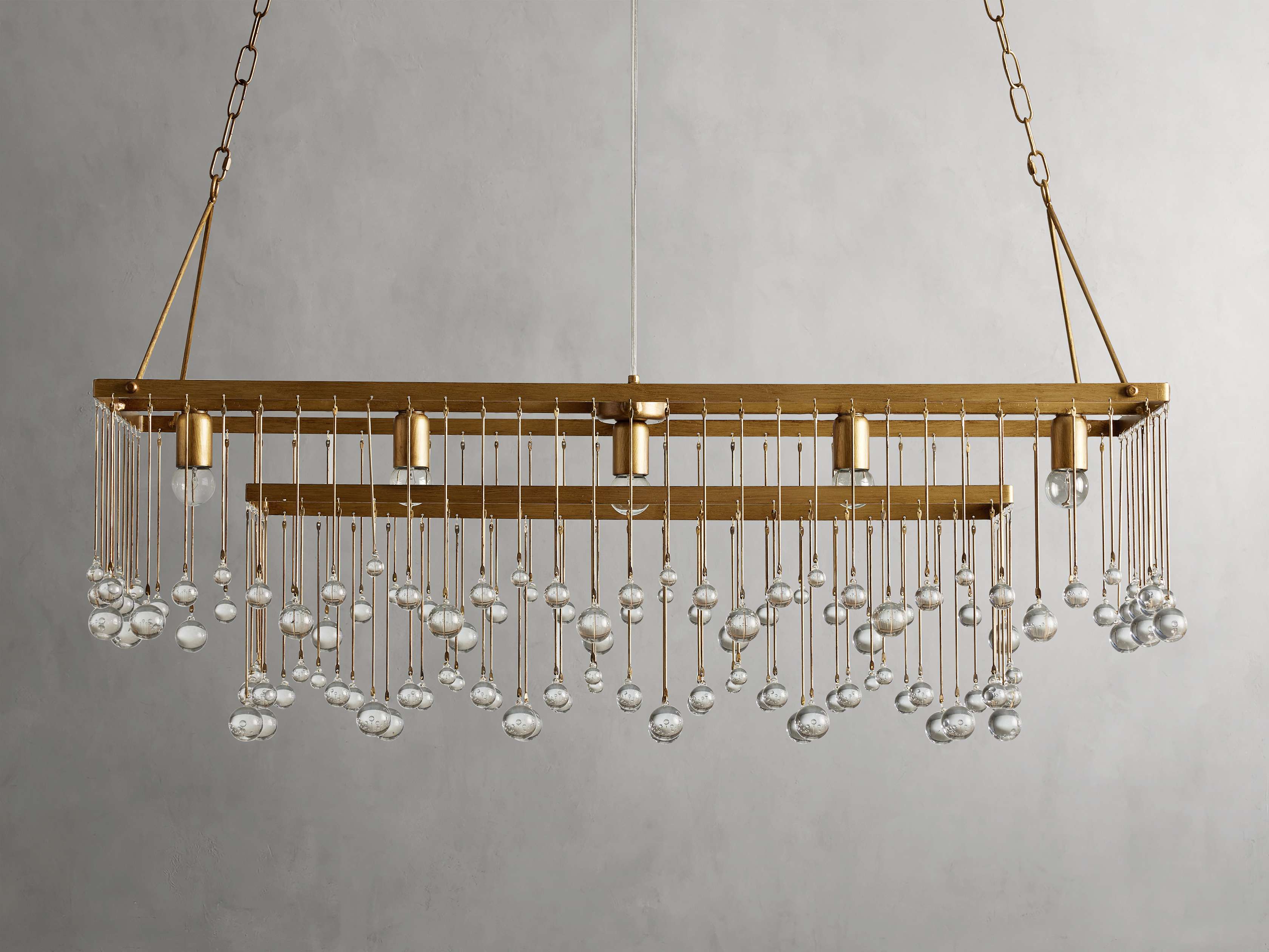 Brass Crystal Linear chandelier - Celeste Court for dining room view 9