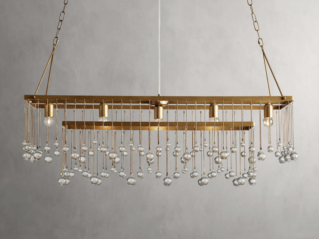 Brass Crystal Linear chandelier - Celeste Court for dining room view 16