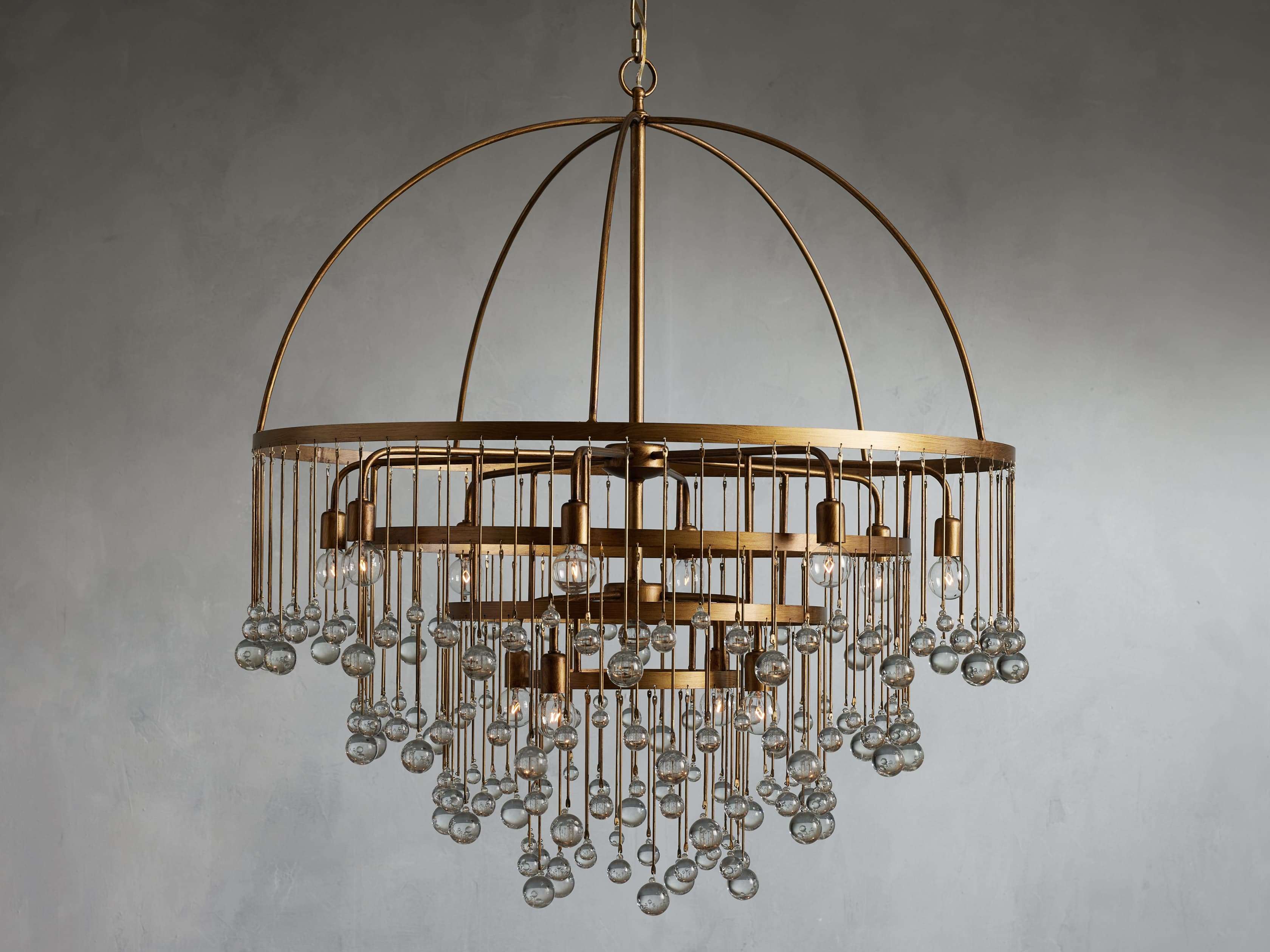 Brass Crystal Round chandelier - Nova Court for dining room view 9