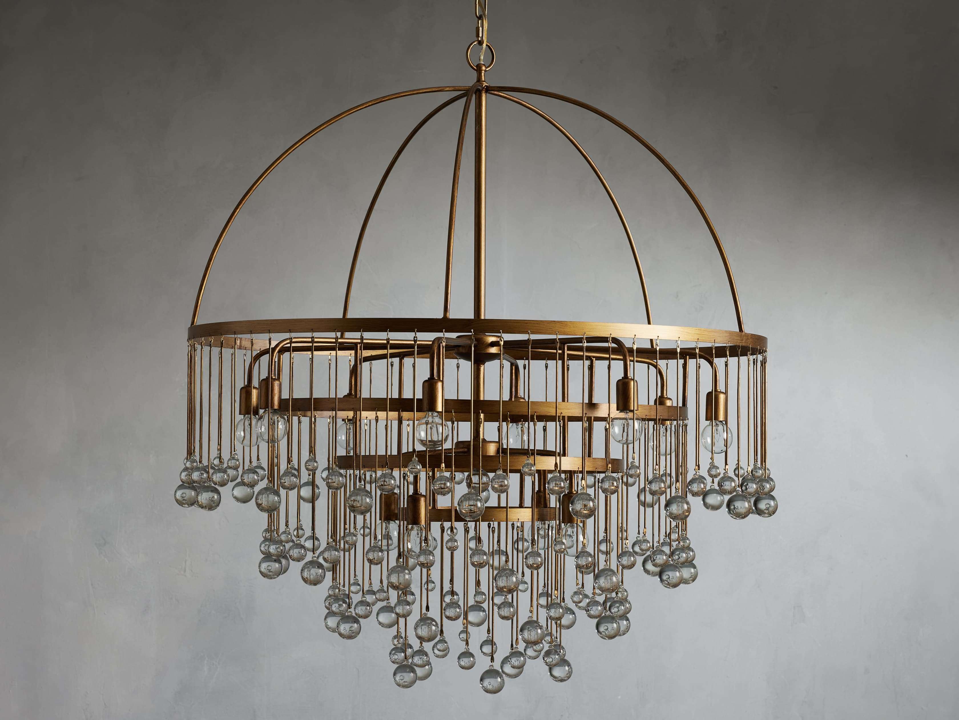 Brass Crystal Round chandelier - Nova Court for dining room view 15