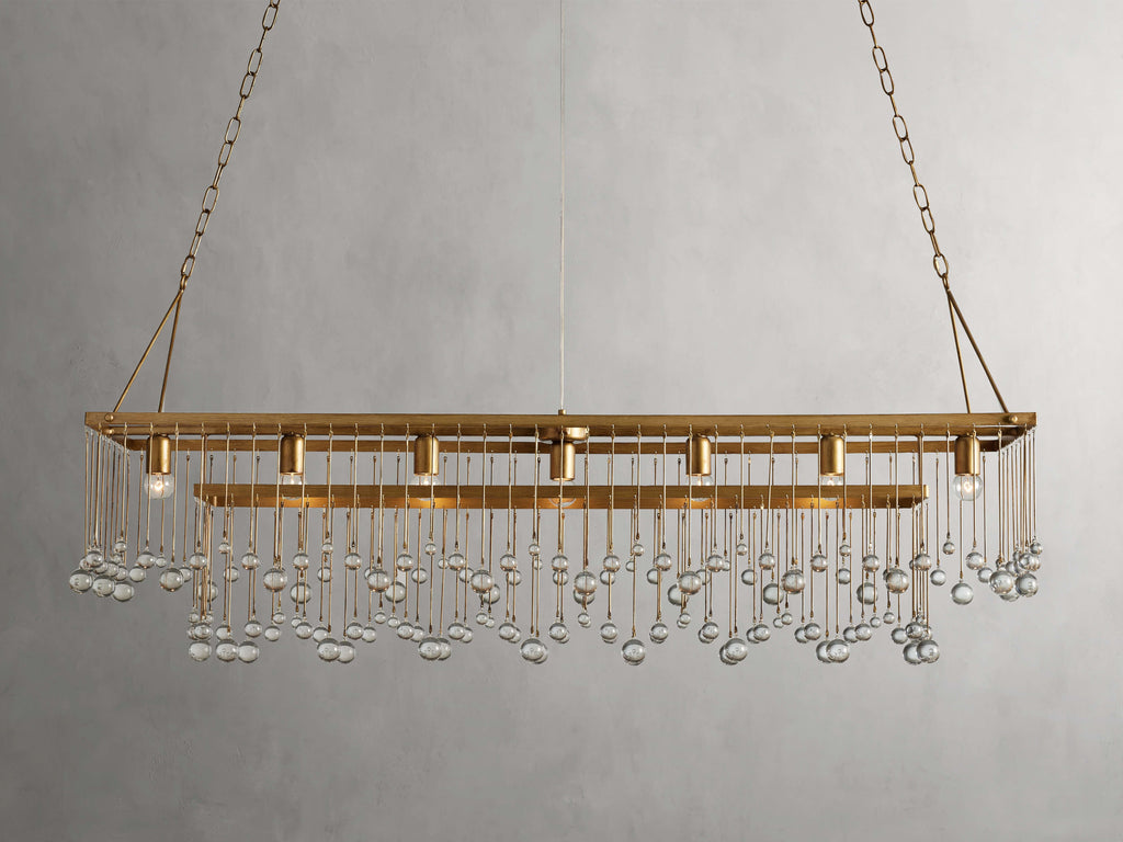 Brass Crystal Linear chandelier - Celeste Court for dining room view 17