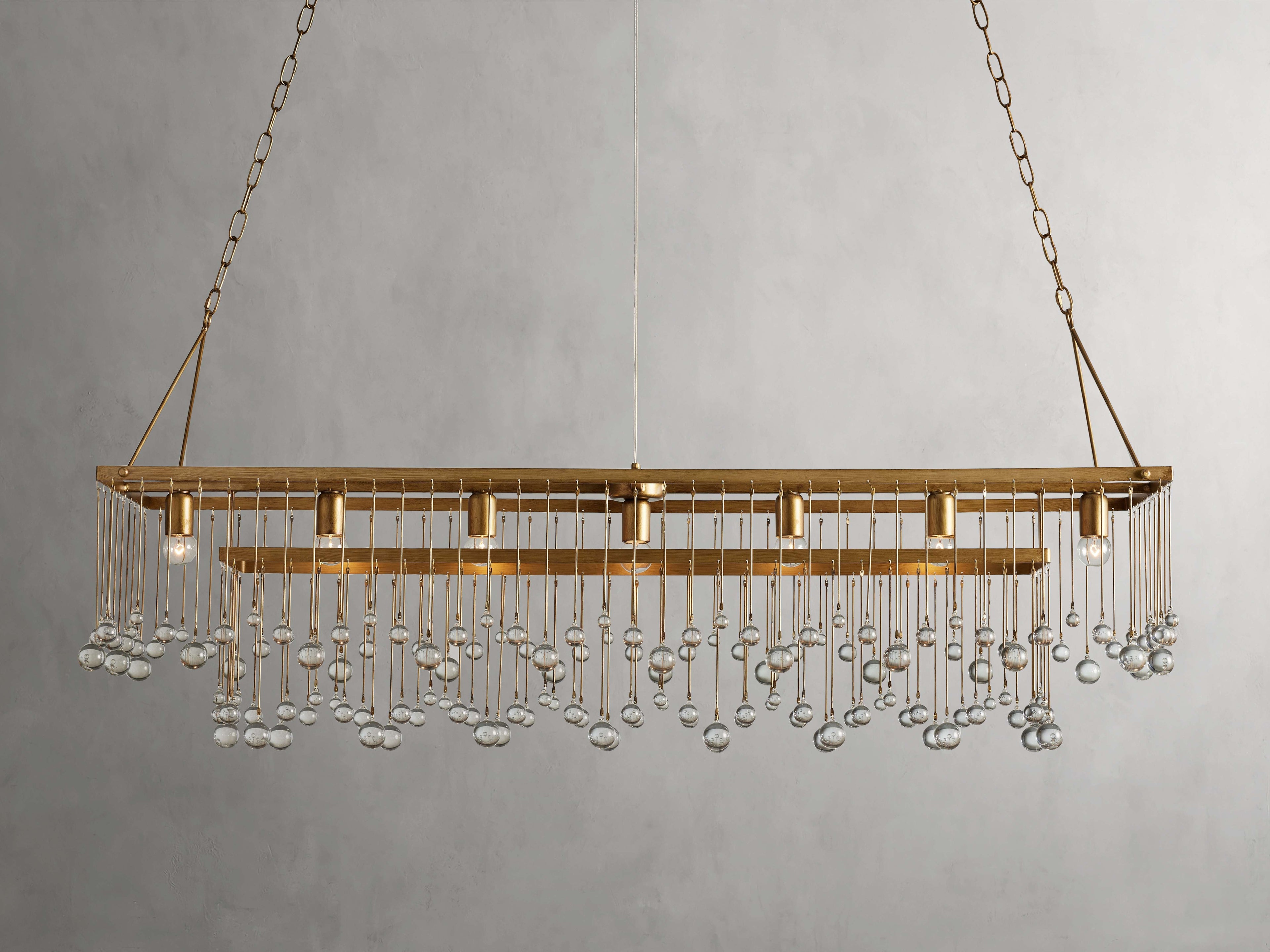 Brass Crystal Linear chandelier - Celeste Court for dining room view 17