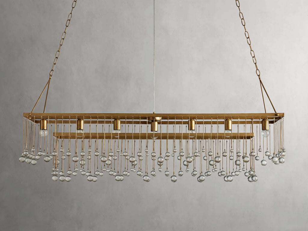 Brass Crystal Linear chandelier - Celeste Court for dining room view 11