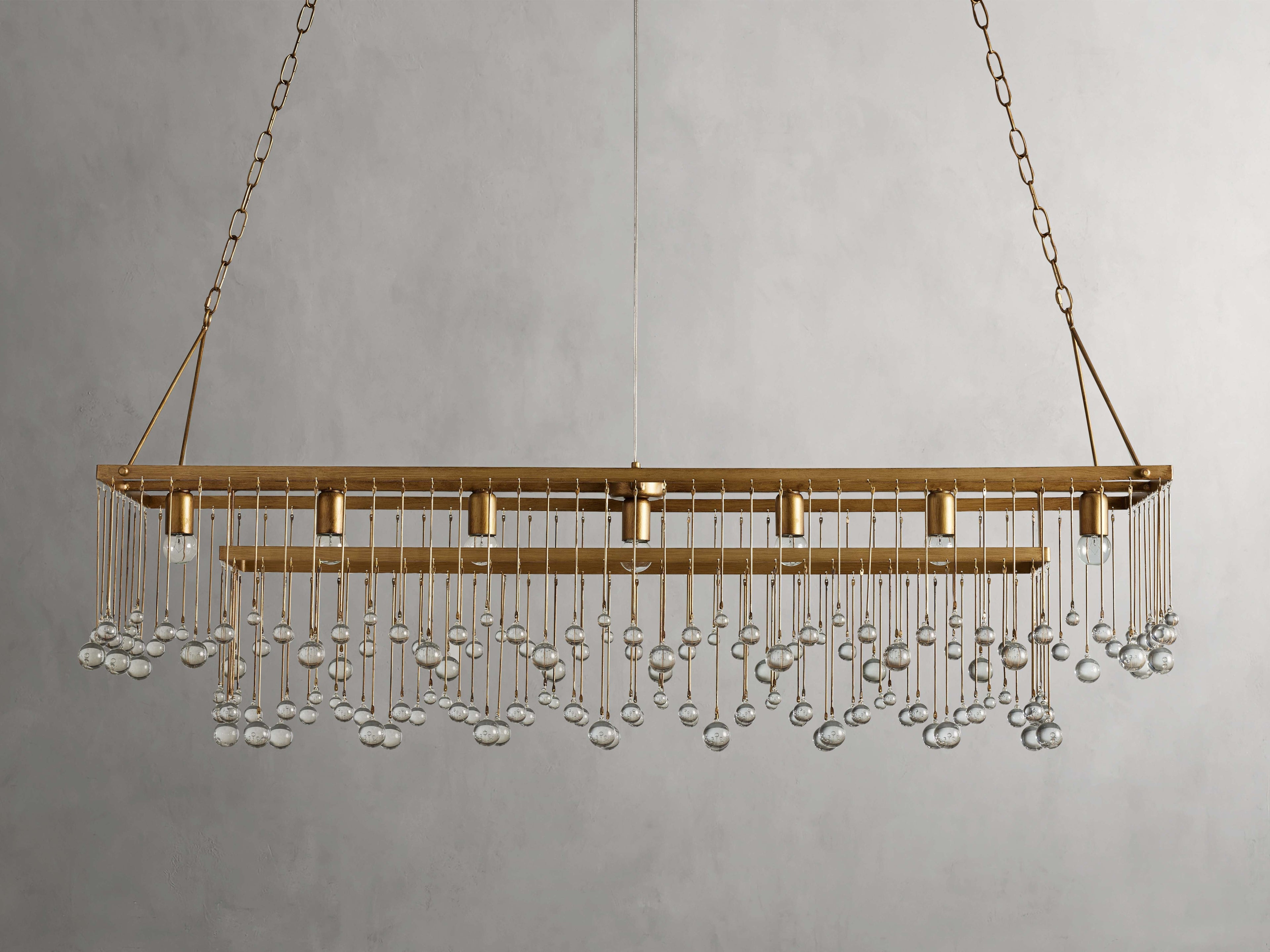 Brass Crystal Linear chandelier - Celeste Court for dining room view 11