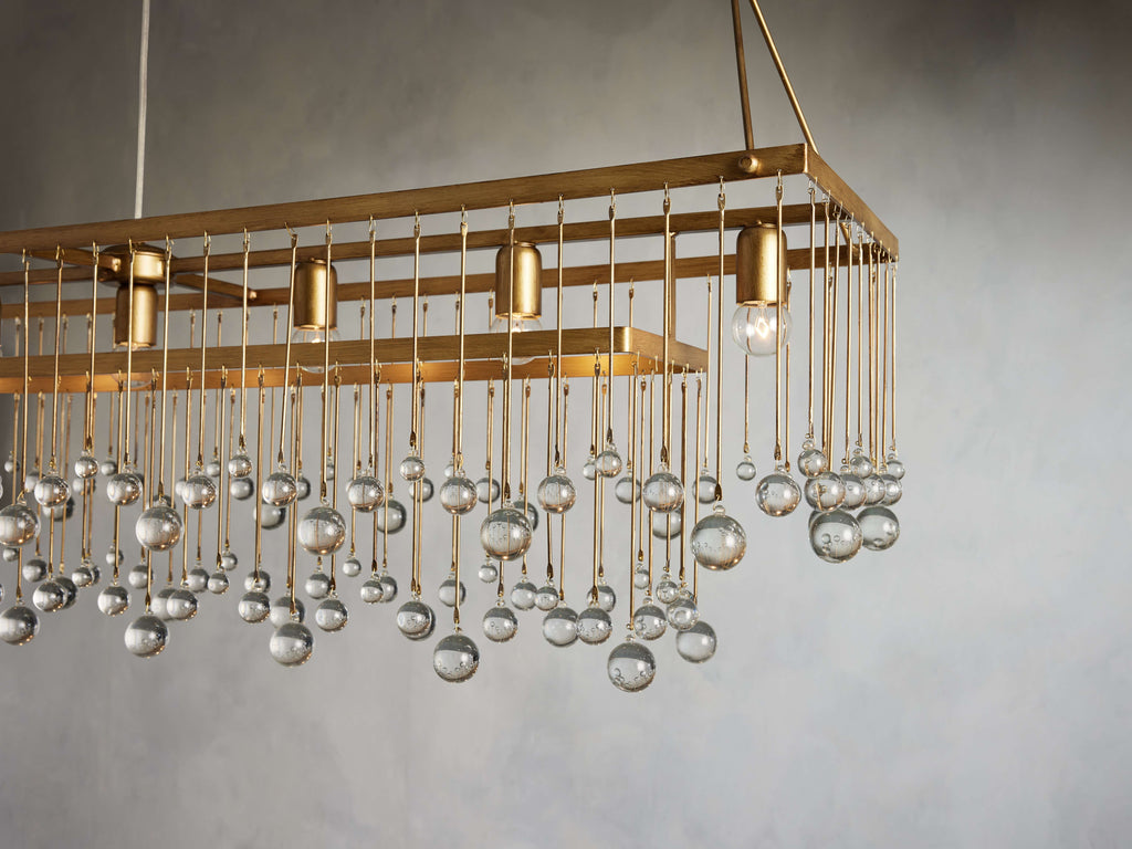 Brass Crystal Linear chandelier - Celeste Court for dining room view 13