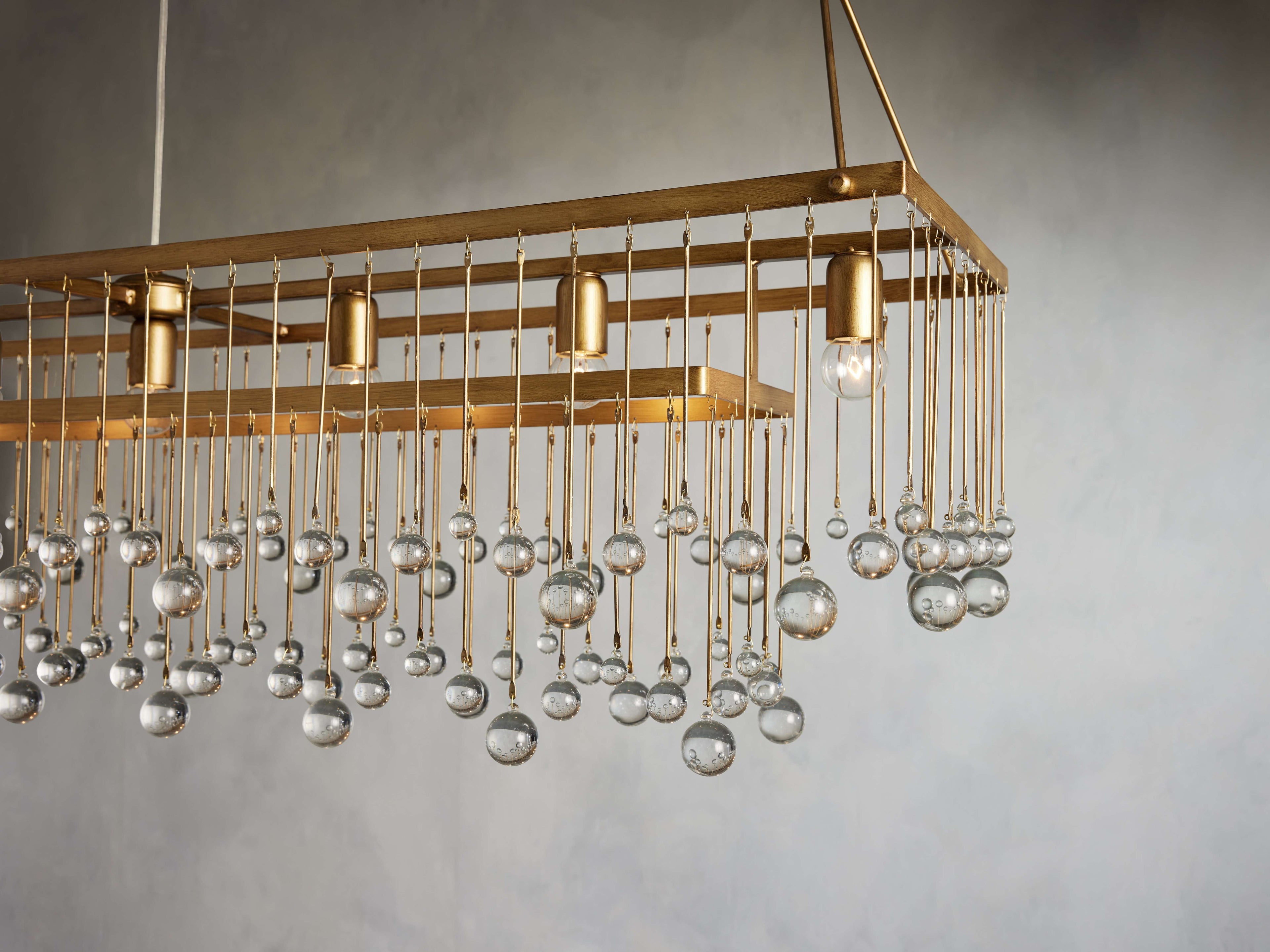 Brass Crystal Linear chandelier - Celeste Court for dining room view 13