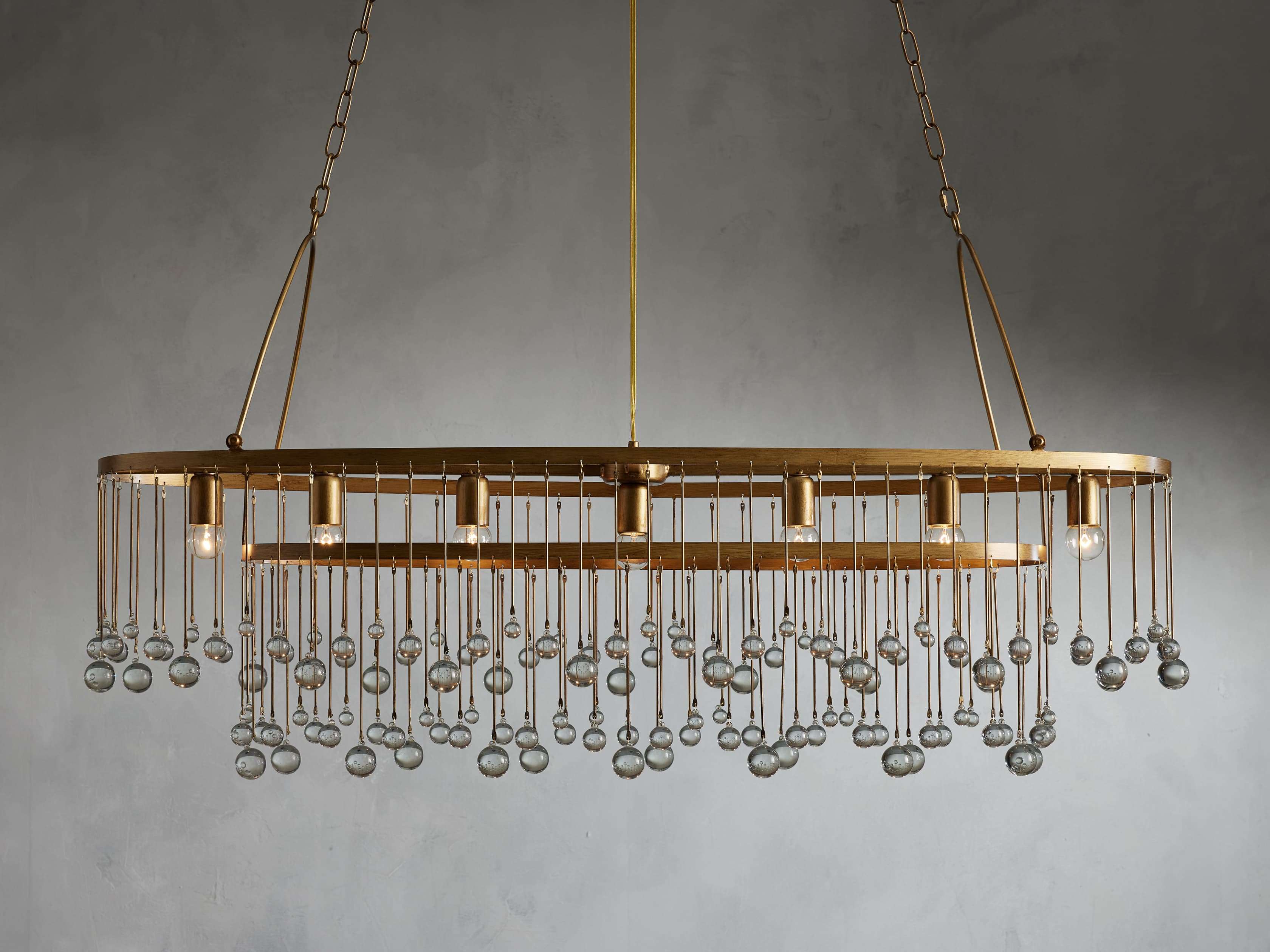 Brass Crystal chandelier - Gilda Wisp for dining room view 2