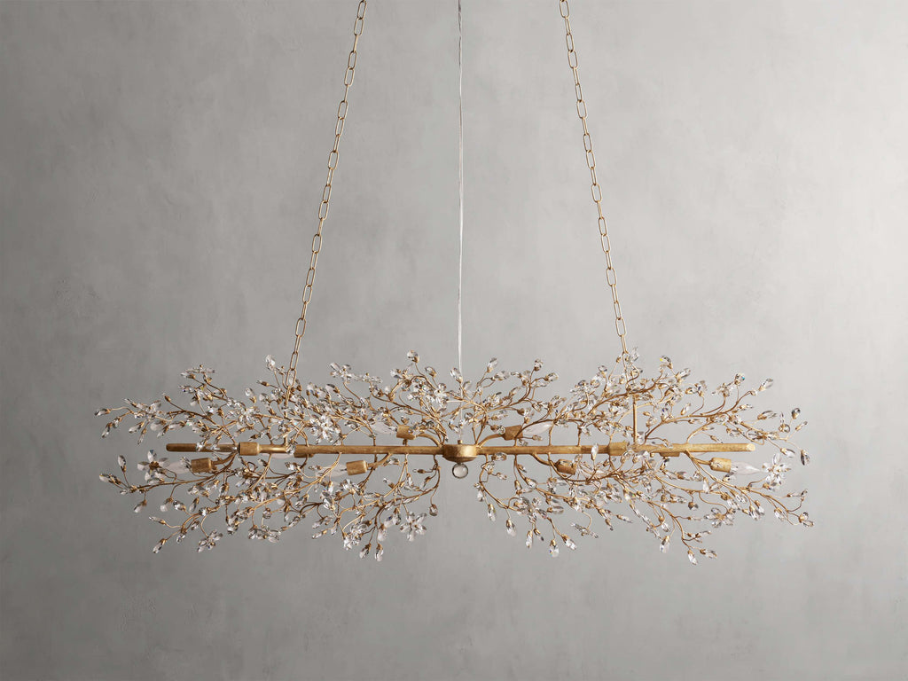 Clear Crystal Linear chandelier - Solene Court for dining room view 2