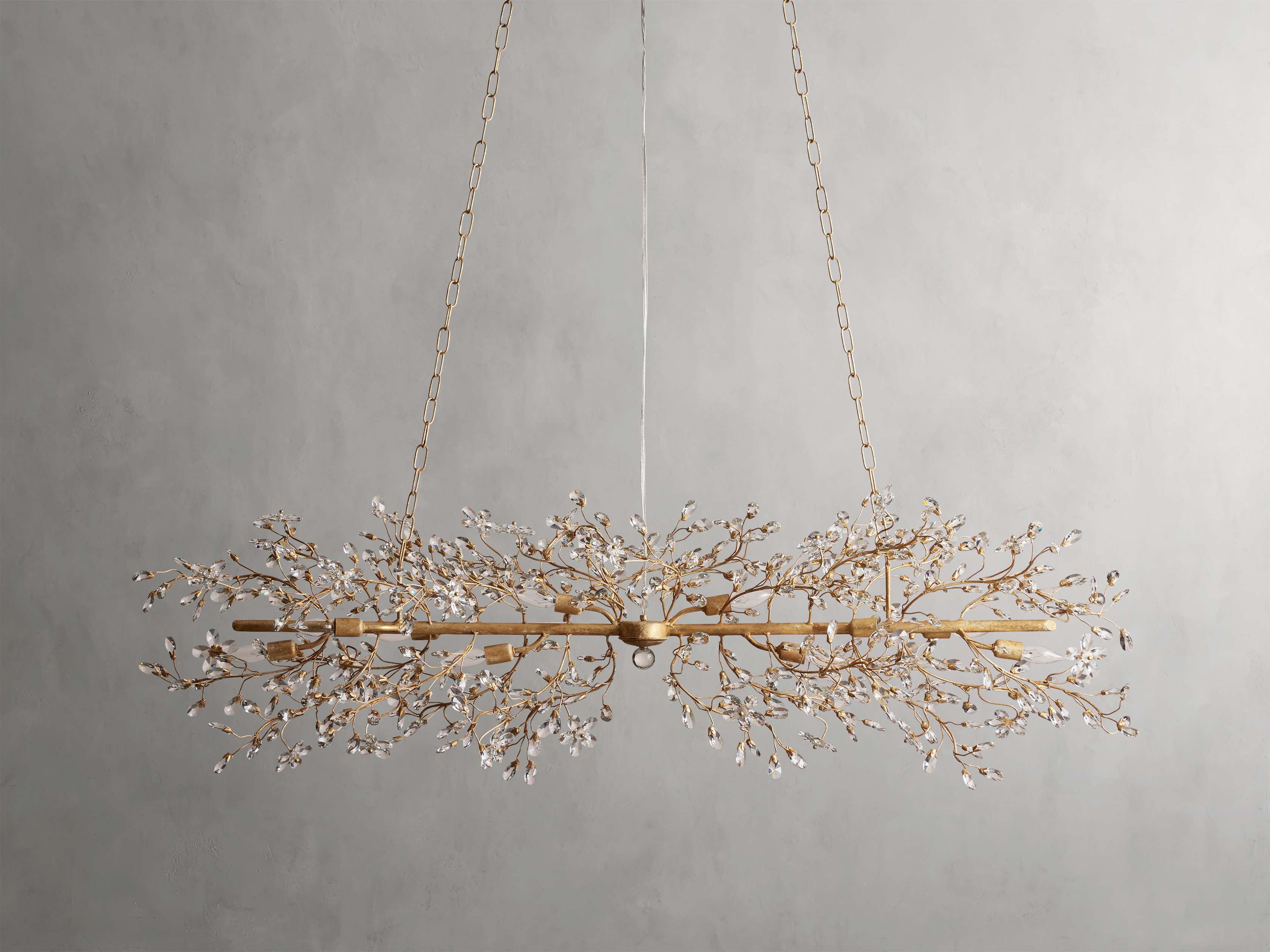 Clear Crystal Linear chandelier - Solene Court for dining room view 2