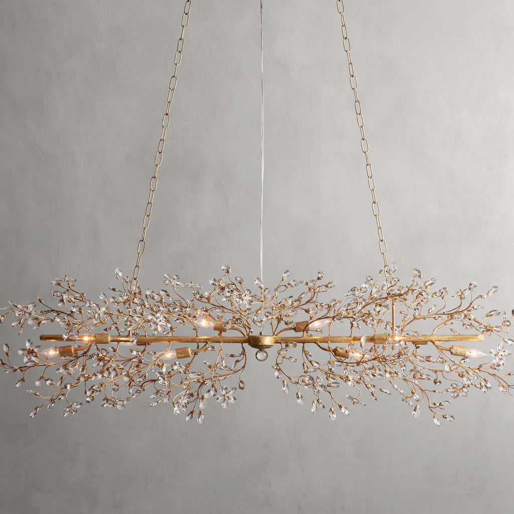 Clear Crystal Linear chandelier - Solene Court for dining room view 1