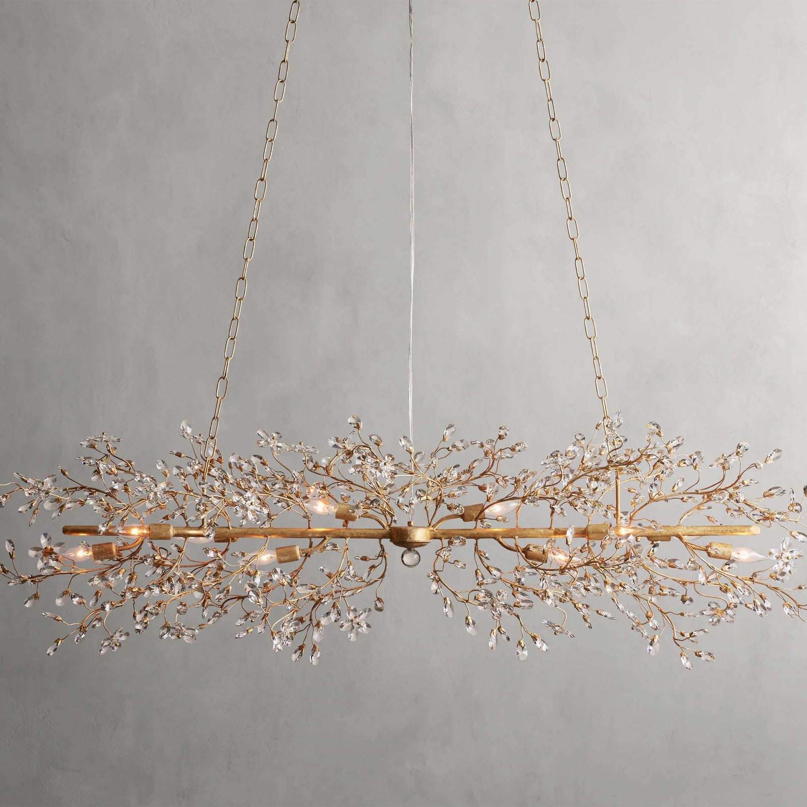 Clear Crystal Linear chandelier - Solene Court for dining room view 1