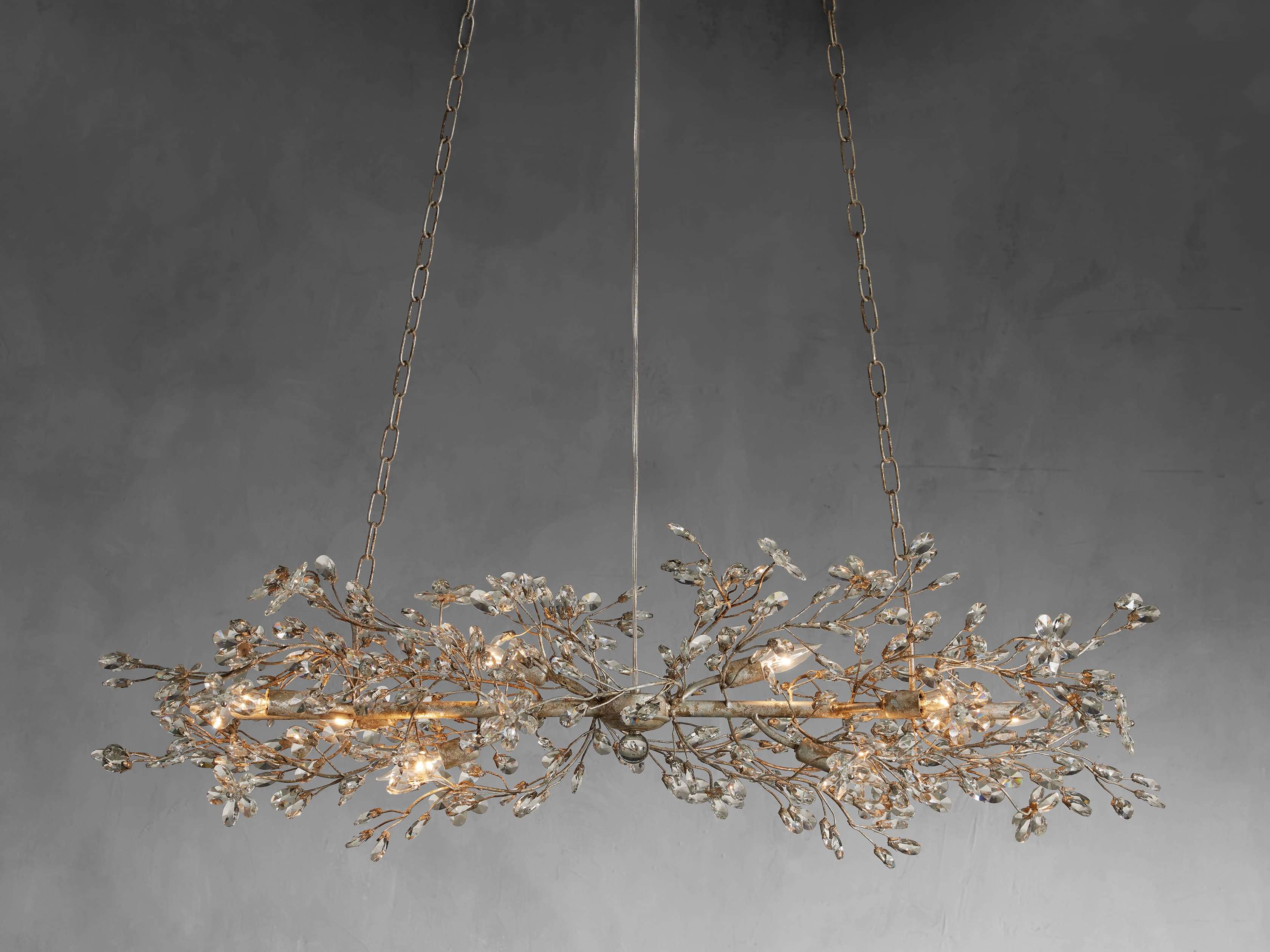 Clear Crystal Linear chandelier - Solene Court for dining room view 38