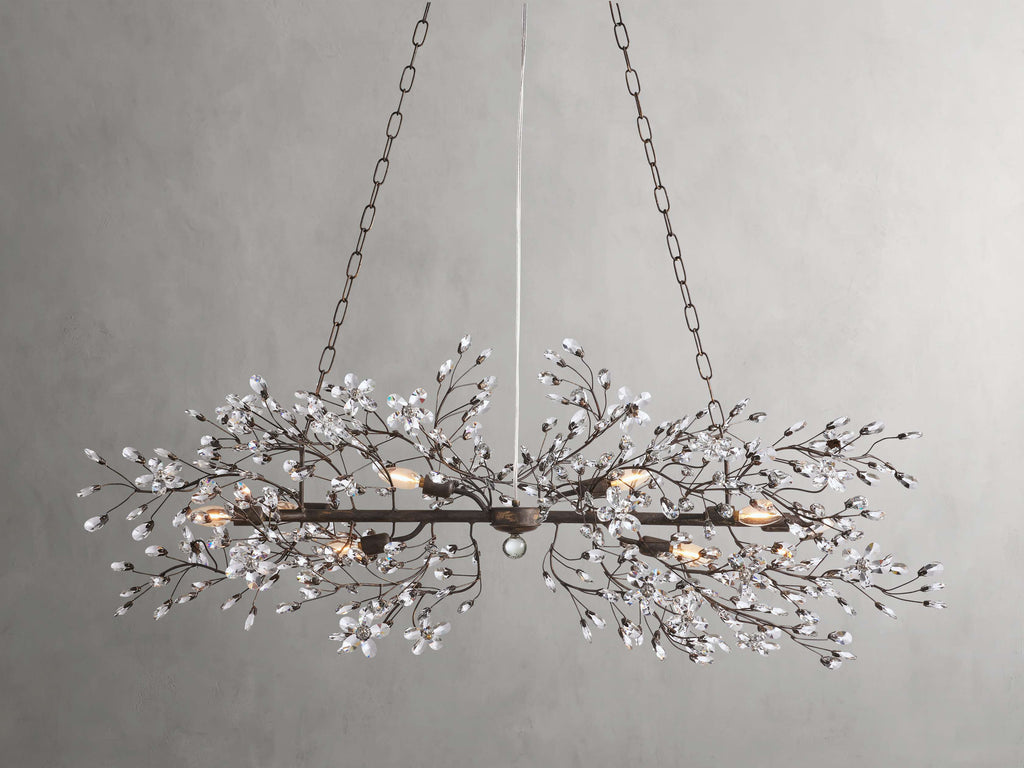 Clear Crystal Linear chandelier - Solene Court for dining room view 35