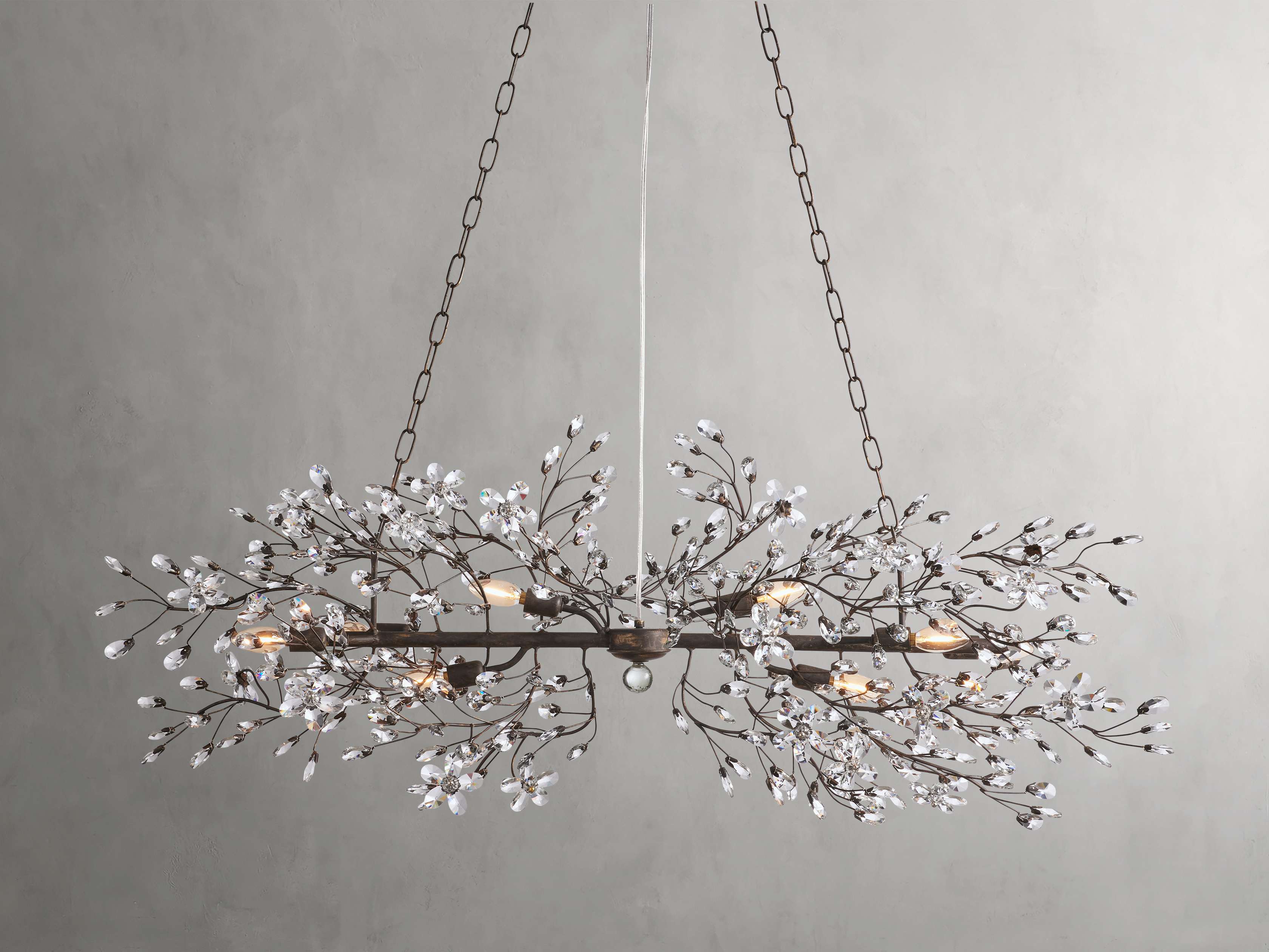 Clear Crystal Linear chandelier - Solene Court for dining room view 35