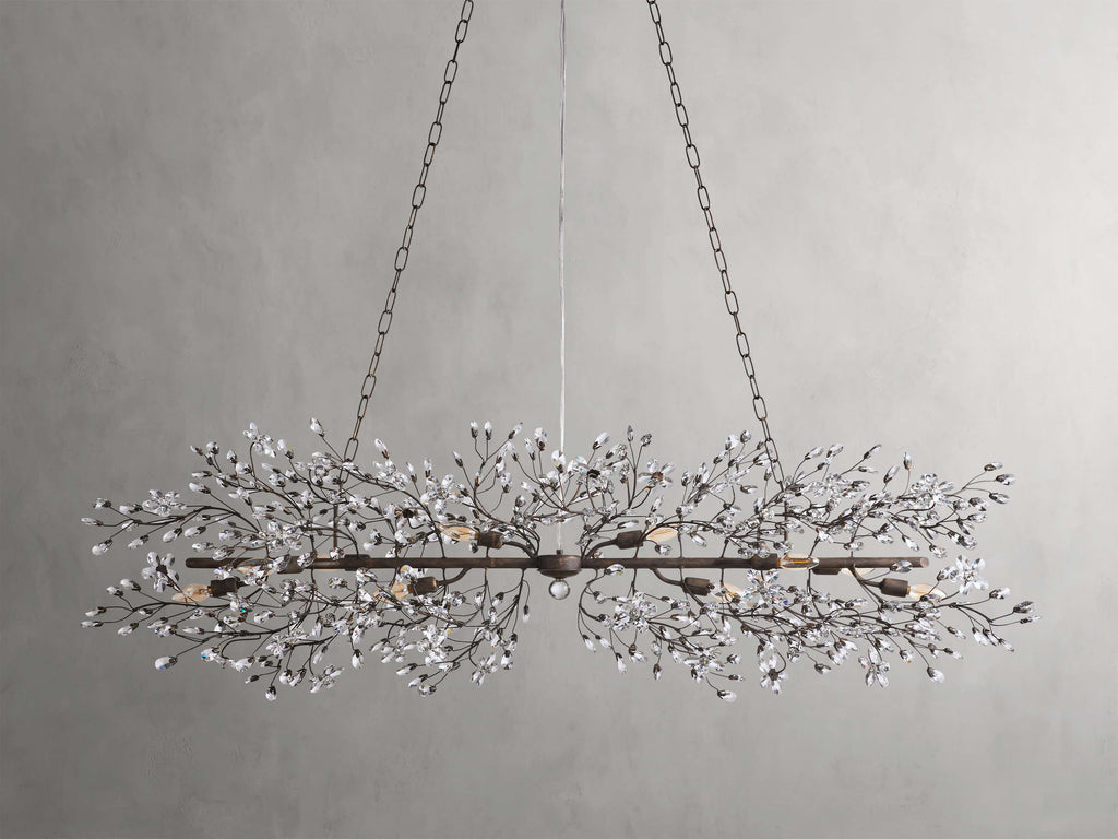 Clear Crystal Linear chandelier - Solene Court for dining room view 16