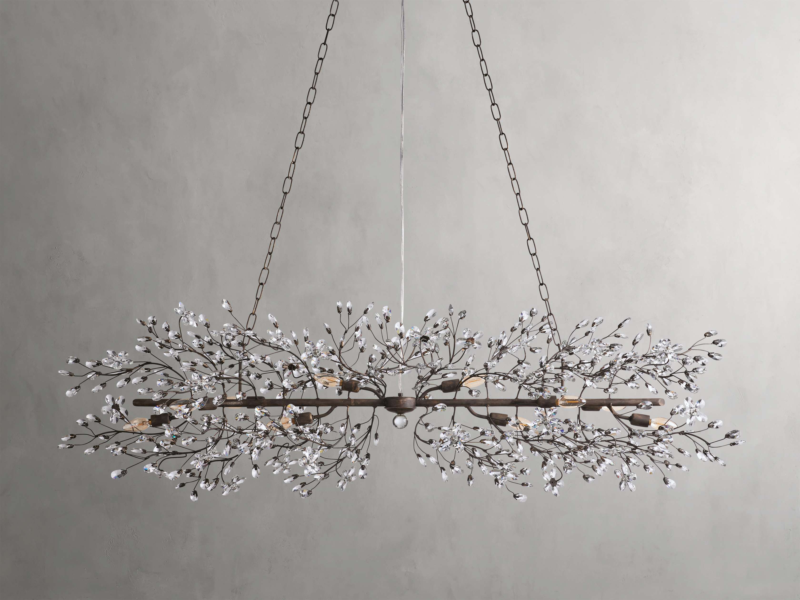 Clear Crystal Linear chandelier - Solene Court for dining room view 16