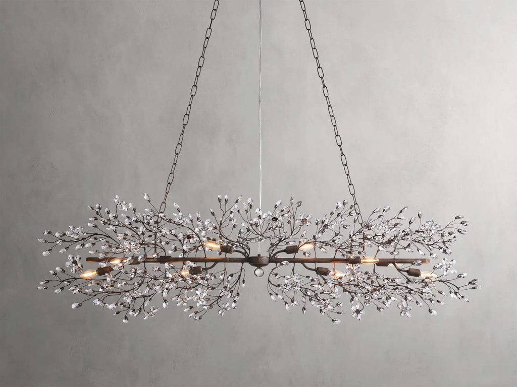 Clear Crystal Linear chandelier - Solene Court for dining room view 34