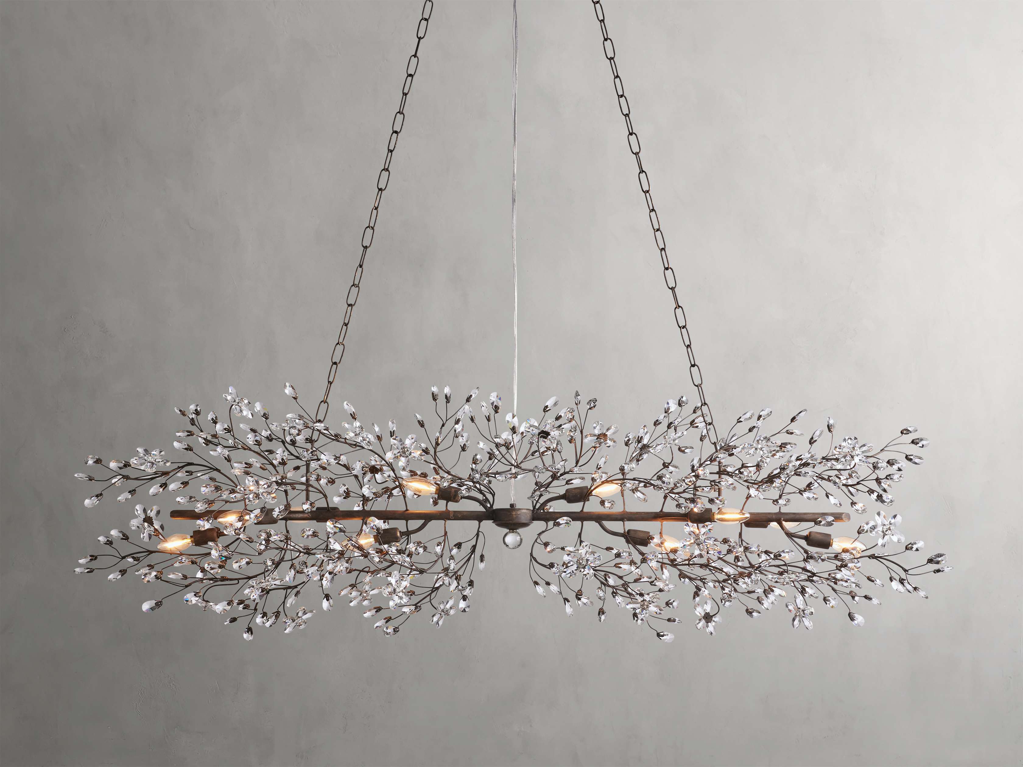Clear Crystal Linear chandelier - Solene Court for dining room view 34