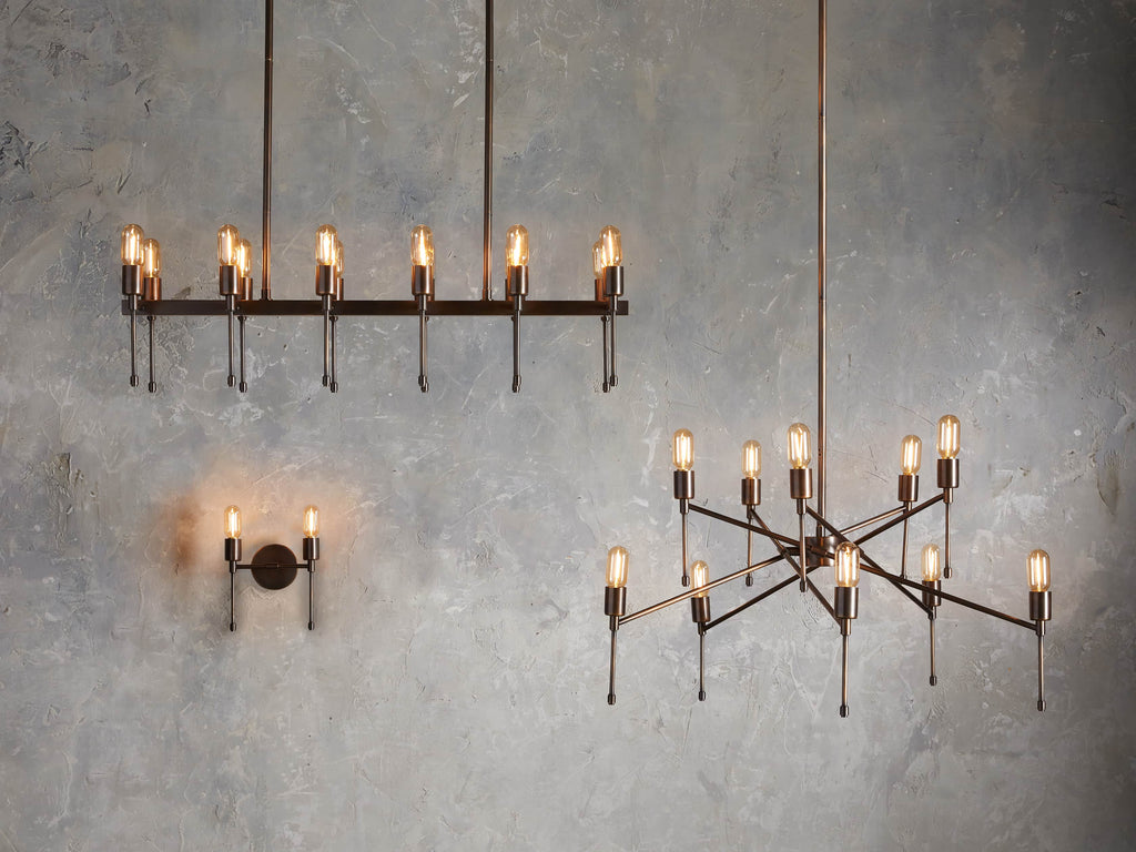 Black Brass Linear chandelier - Paloma Wisp for dining room view 3