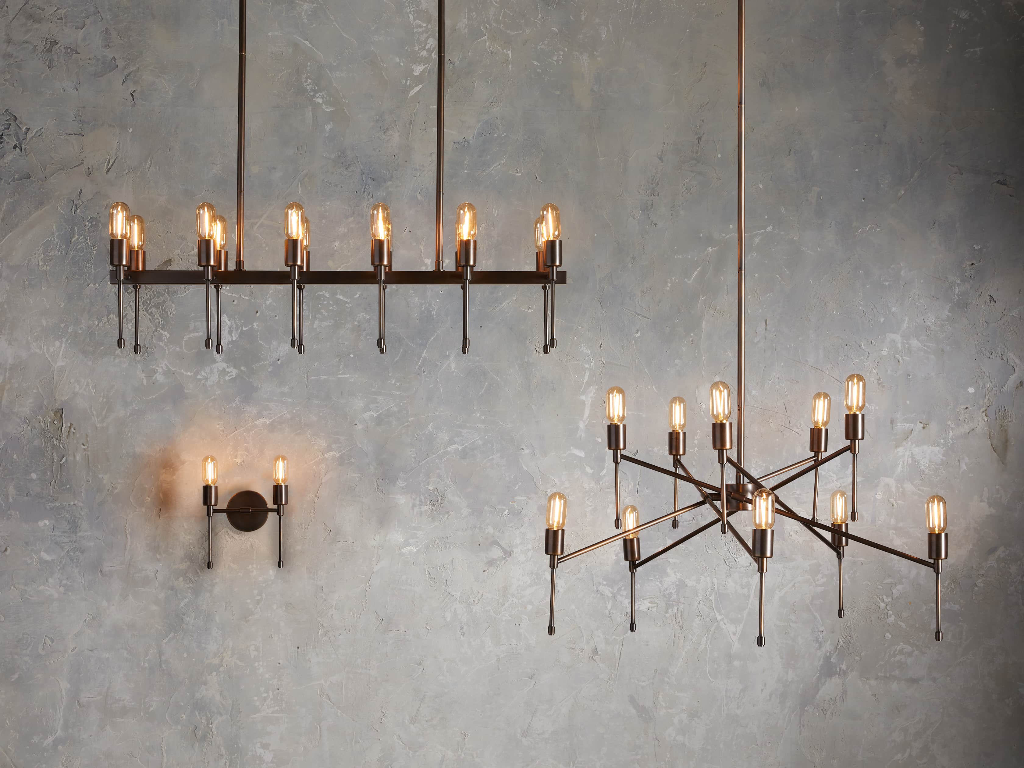 Black Brass Linear chandelier - Paloma Wisp for dining room view 3