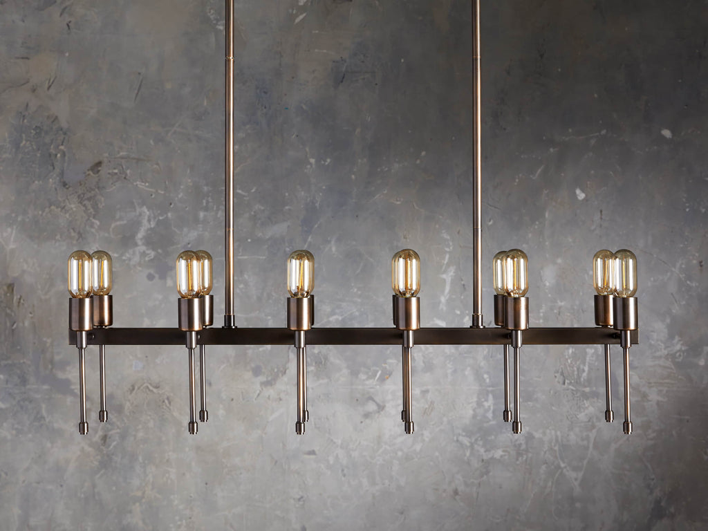 Black Brass Linear chandelier - Paloma Wisp for dining room view 2