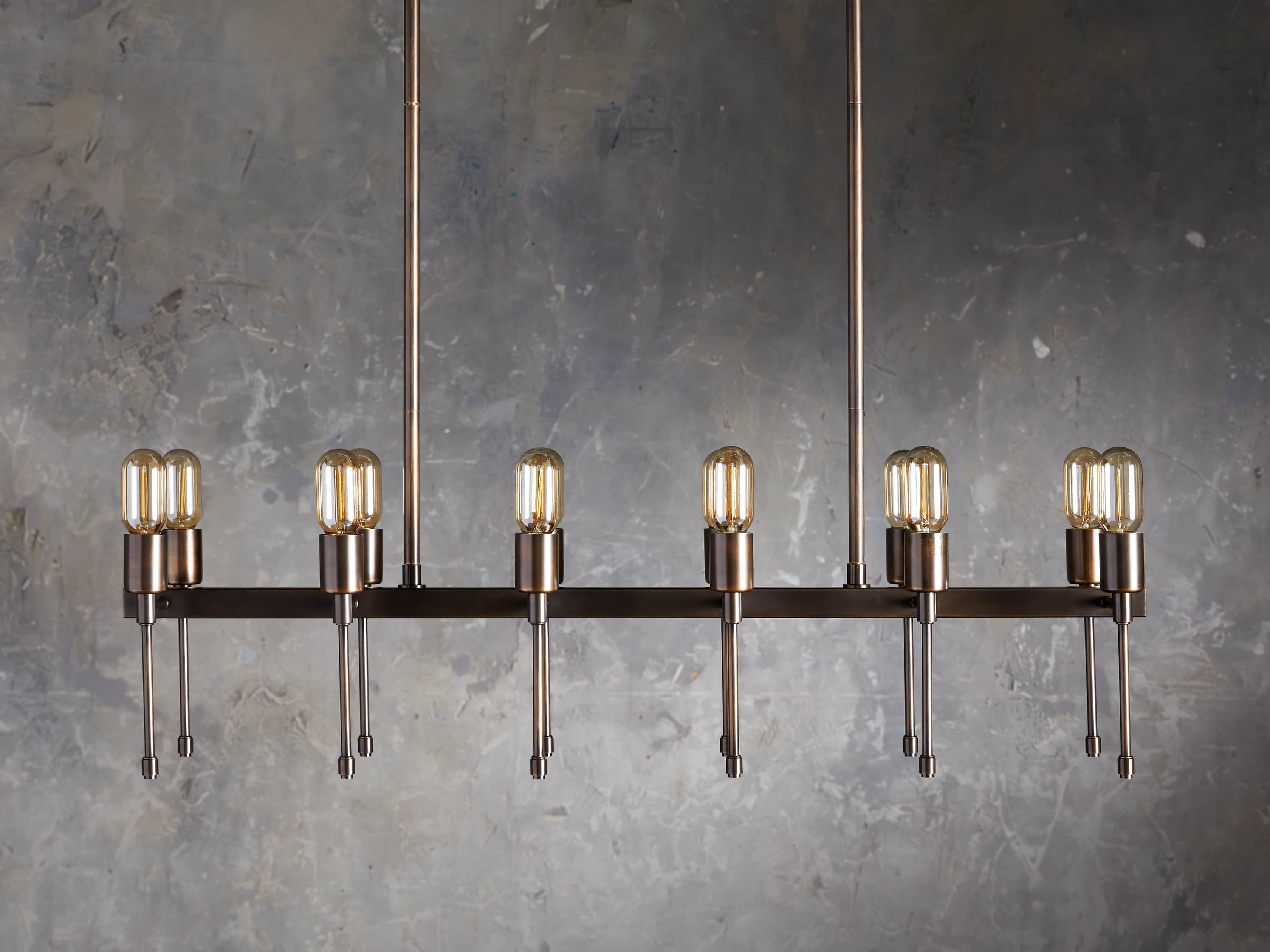 Black Brass Linear chandelier - Paloma Wisp for dining room view 2