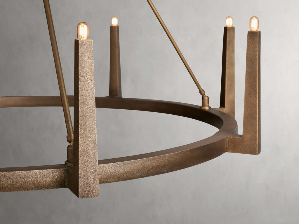 Clear Brass Round chandelier - Onda Wisp for dining room view 13