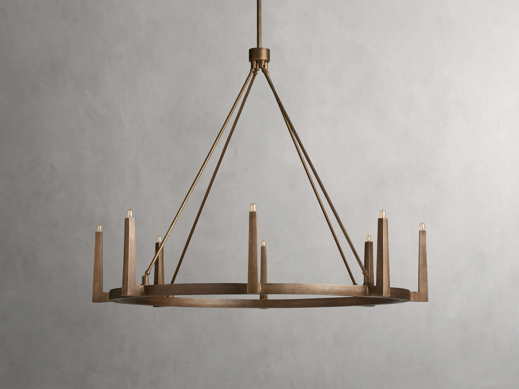 Clear Brass Round chandelier - Onda Wisp for dining room view 12