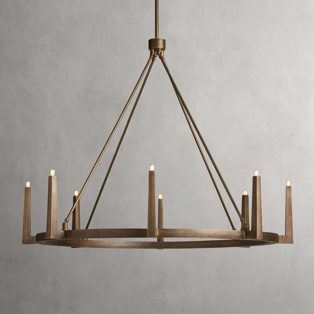 Clear Brass Round chandelier - Onda Wisp for dining room view 1