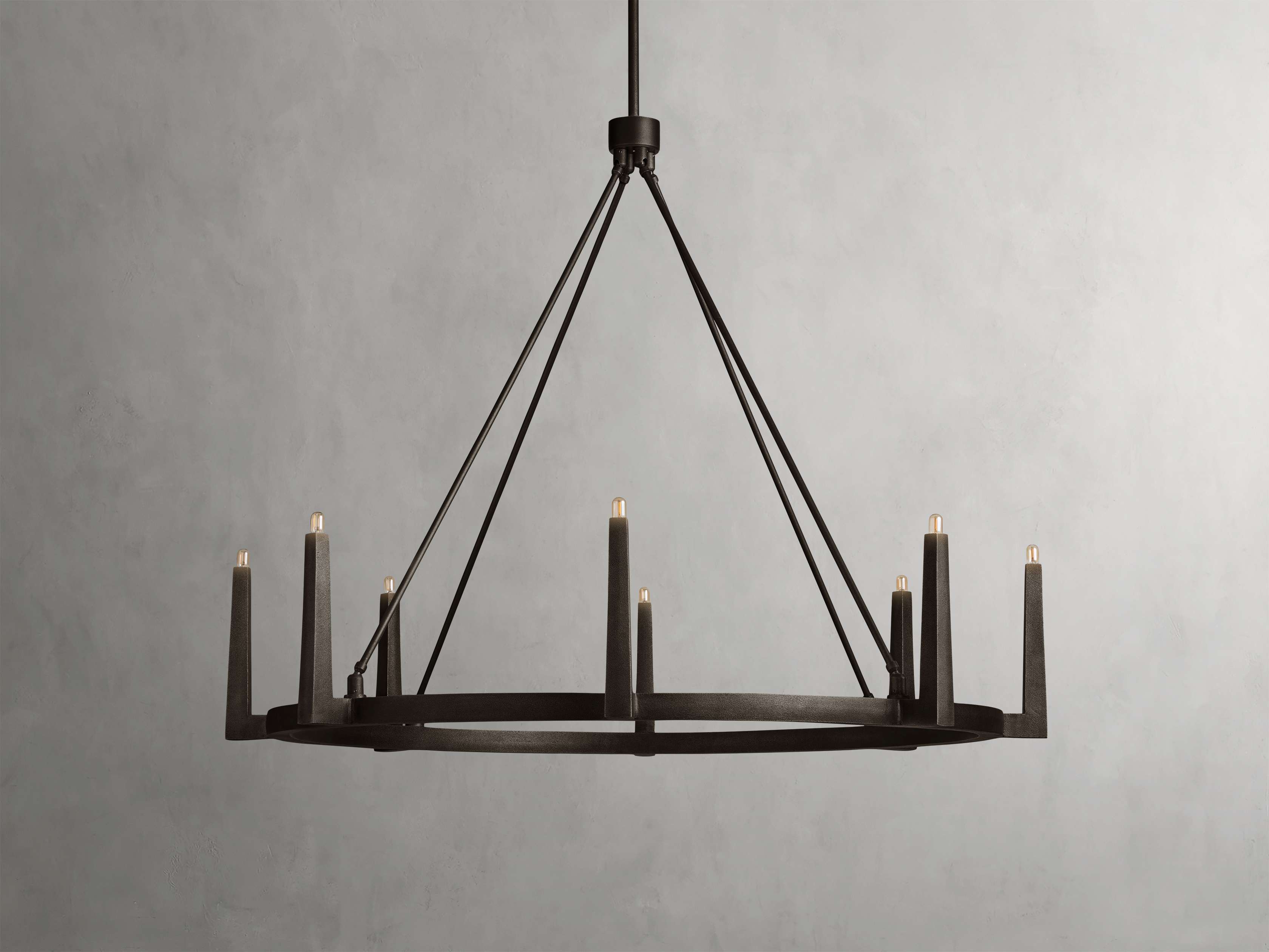 Clear Brass Round chandelier - Onda Wisp for dining room view 3
