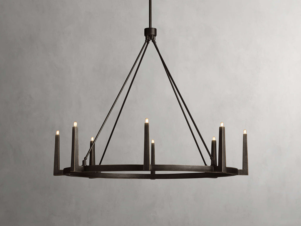 Clear Brass Round chandelier - Onda Wisp for dining room view 10