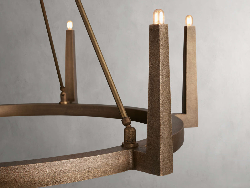 Clear Brass Round chandelier - Onda Wisp for dining room view 16